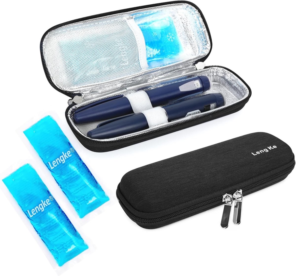 SnelShoppen - Insuline Cooler Bag - Reis- en Medicijn Tas voor Insulinepennen, Diabetische Accessoires, Koelzak met Aluminium Voering - Zwart