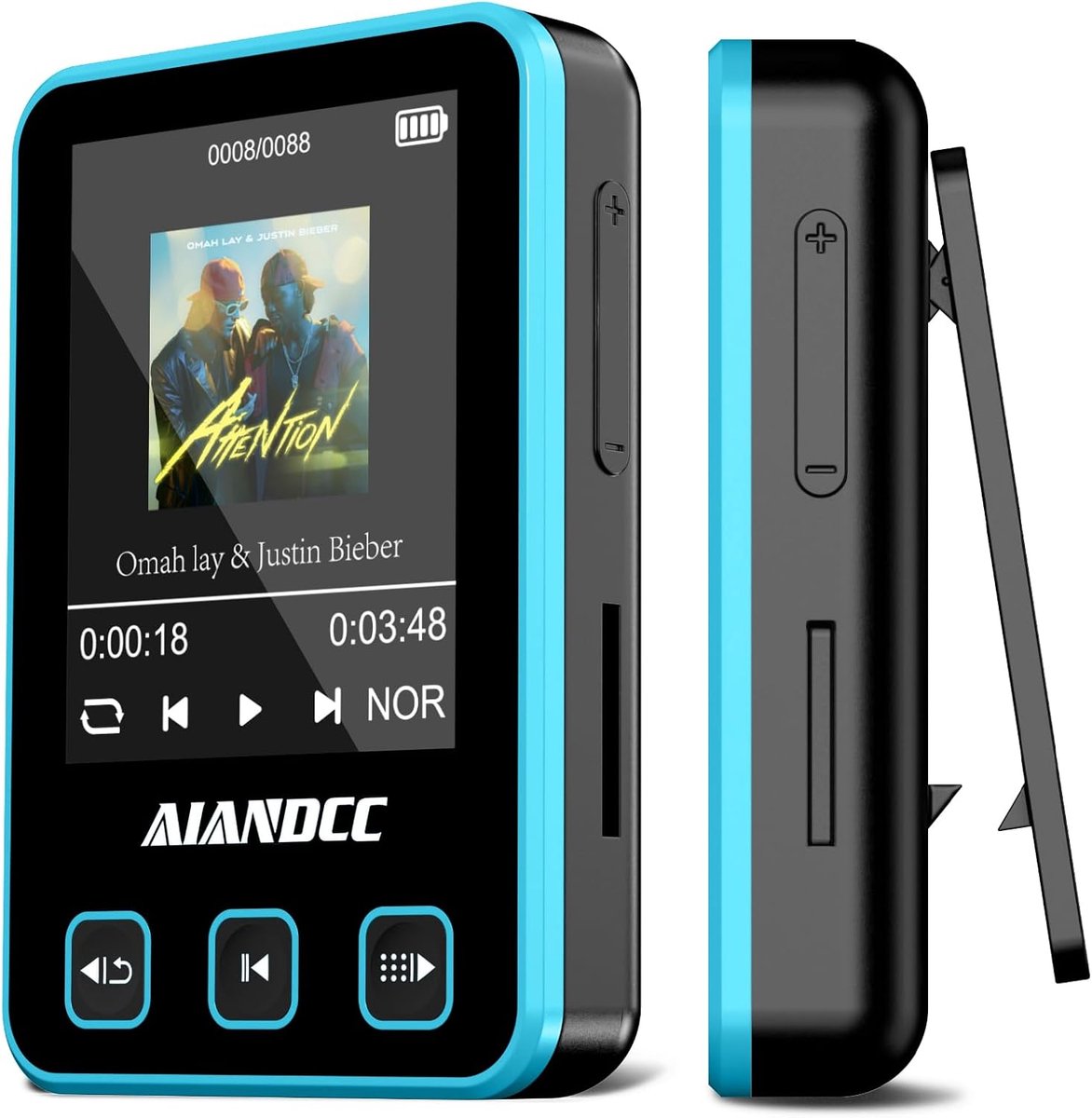 SnelShoppen - 32GB MP3 Speler met Bluetooth 5.0, Draadloze Muziekweergave, 1.77 Inch Scherm, Inclusief Oordopjes, Perfect voor Sport en Fitness, Blauw