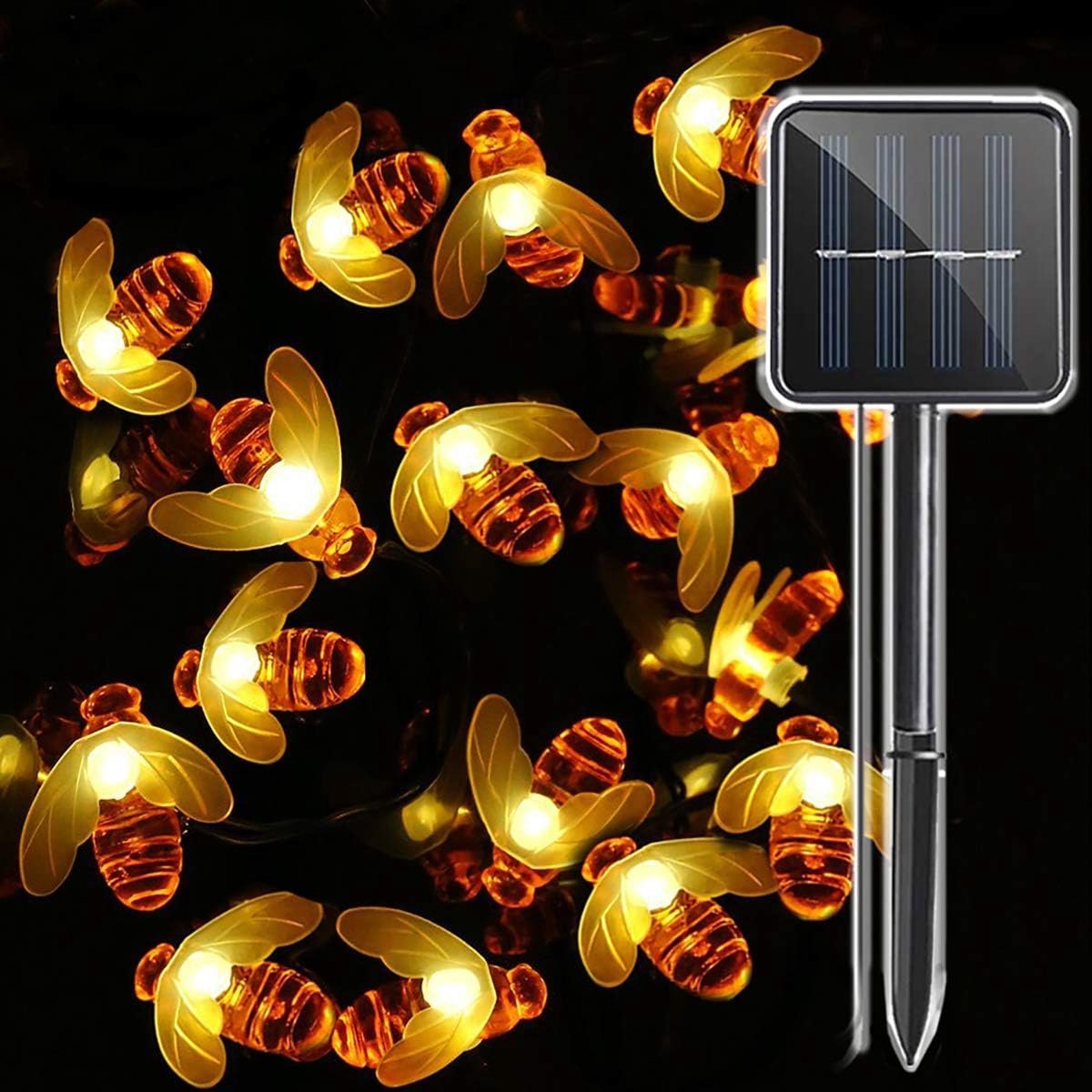 SnelShoppen - Buiten Solar LED Lichten Waterdicht 30 LED Feestverlichting Bijenpatroon Decoratieve Tuinverlichting voor Tuin, Patio, Lawn, Feest, Kers