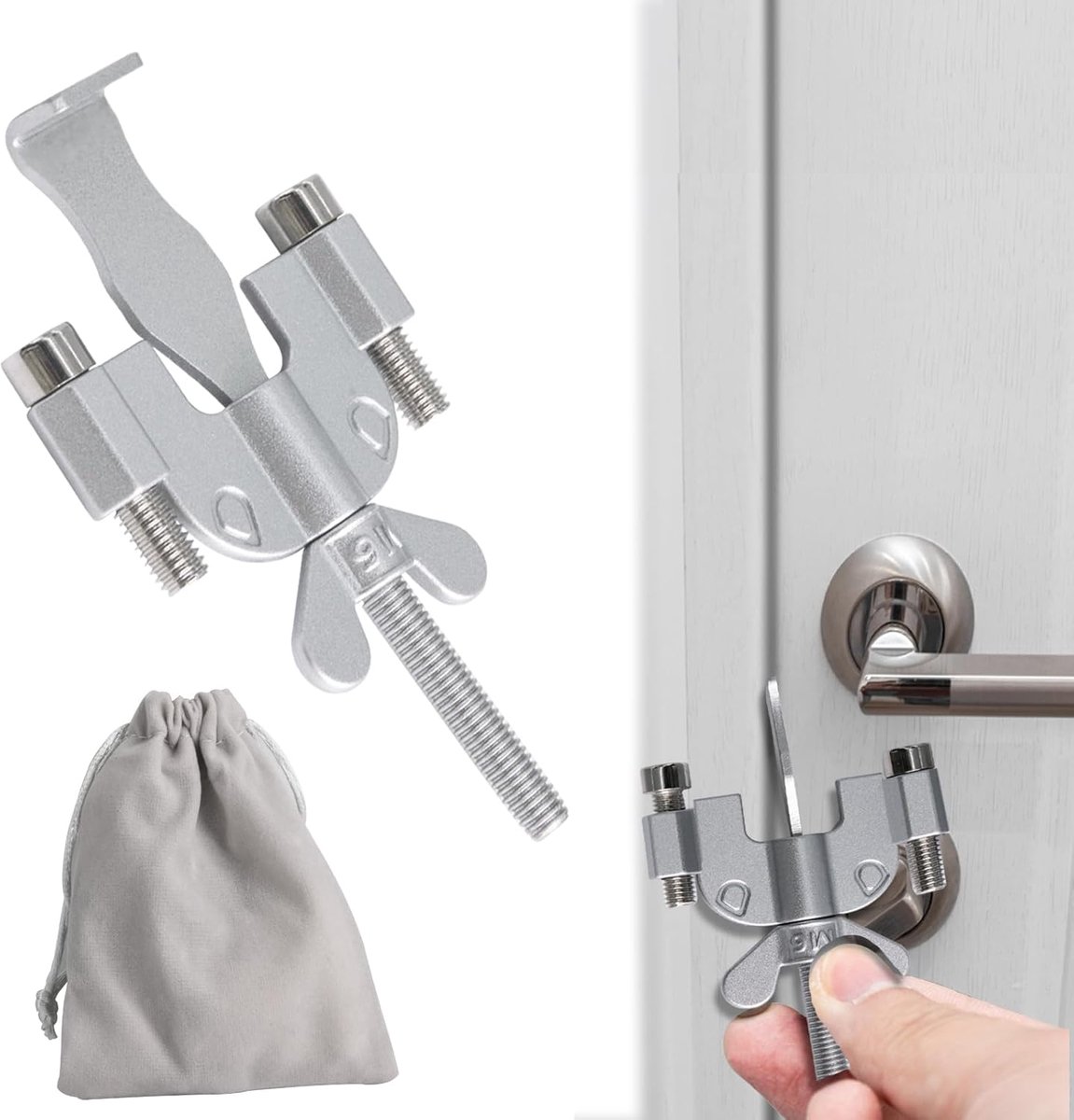 SnelShoppen - Portable Door Lock - Universele Reislock - Veiligheidsslot - Roestvrijstalen Deurslot voor Privacy en Anti-Diefstal - Ideaal voor Thuis,