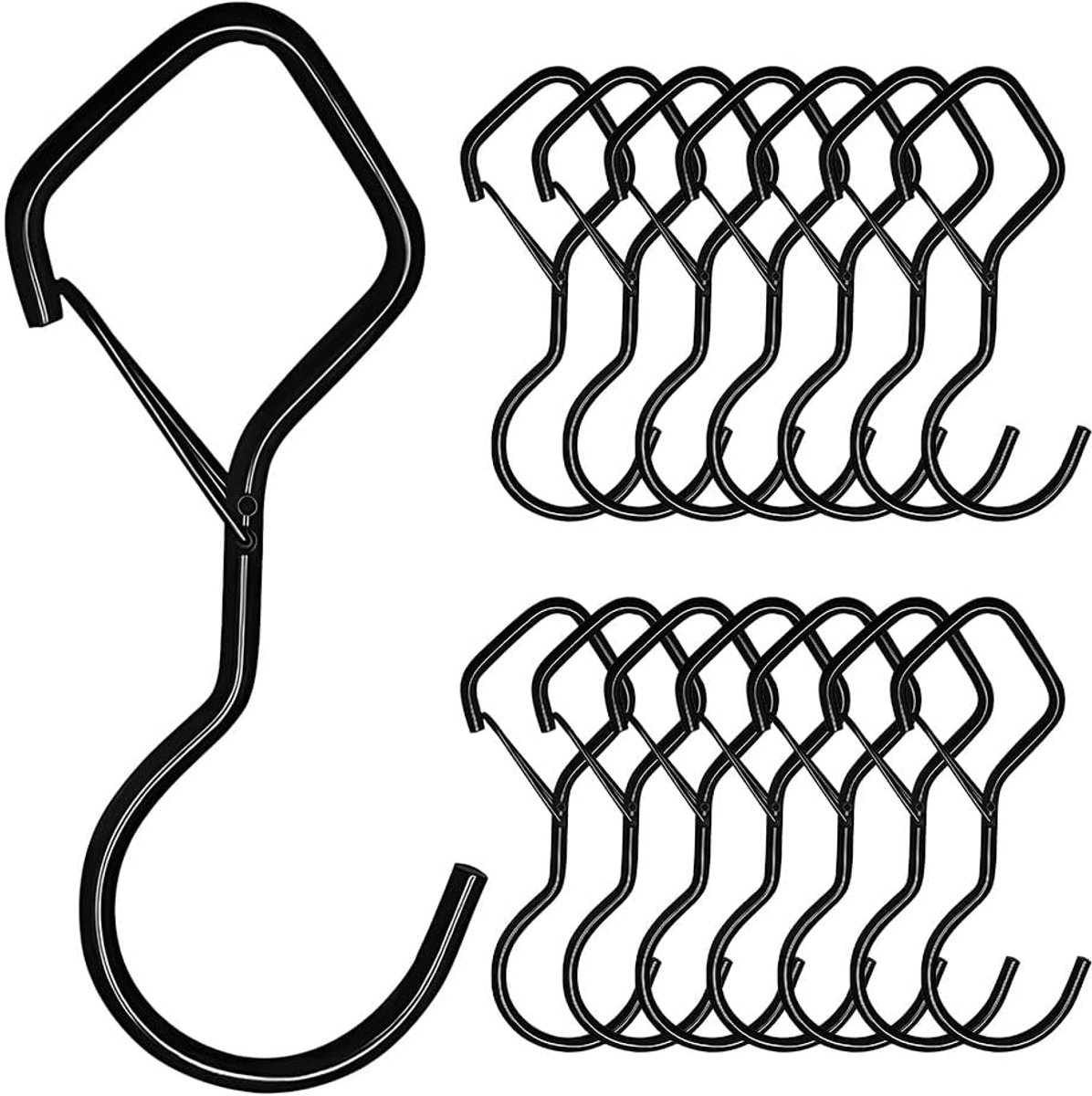 SnelShoppen - 15 Pcs S Haakjes - Metalen Haken voor Keuken, Badkamer, Planten, Kleding, Handdoeken - 10 cm - Geschikt voor Rail tot 2 cm - Robuuste Ve