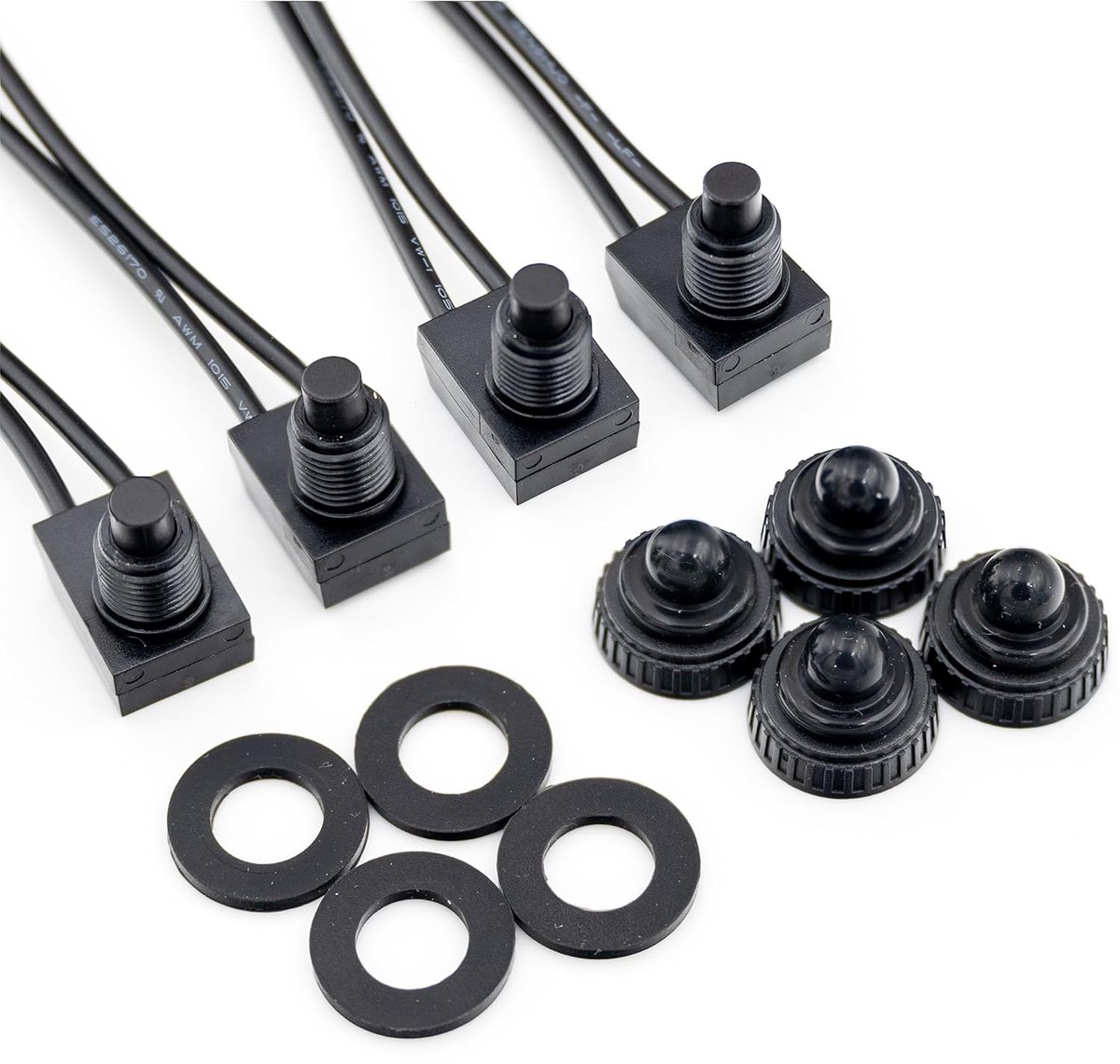 SnelShoppen - 12 V Waterdichte Microschakelaar met 11 cm 18 Awg Leidingen - 2-polig Aan/Uit Drukschakelaar voor Apparaten - Ideaal voor Tuin, Camping
