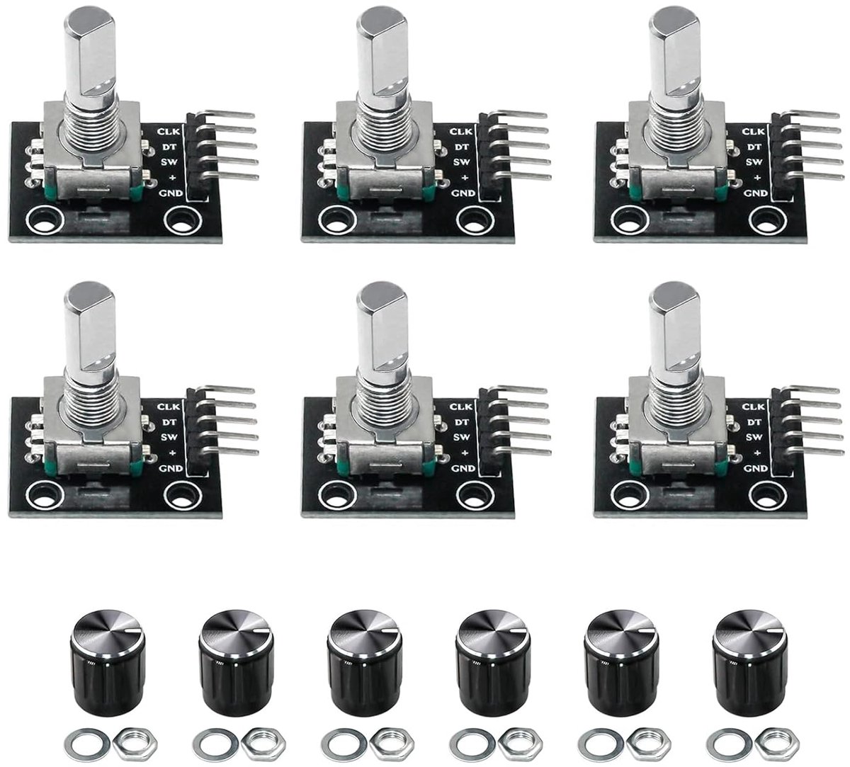 SnelShoppen - 6x KY-040 Rotary Encoder Module 360-graden Potentiometer met Digitale Pulsuitgang voor Elektronica en Audio Toepassingen