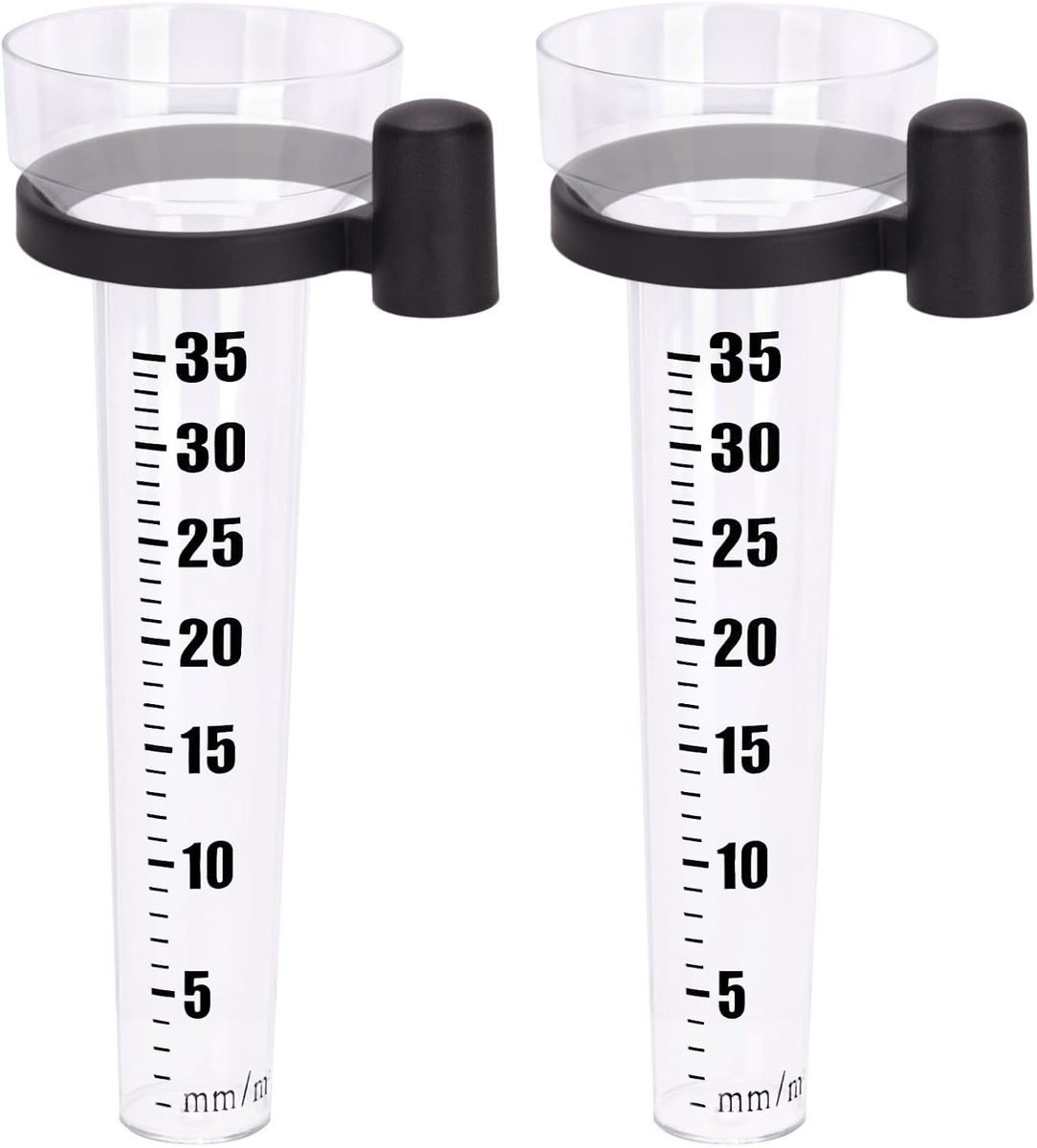 SnelShoppen - Regenmeter Set van 2 - Transparante Tuin Regenmeter voor Buiten - Nauwkeurige Neerslagmeting - Polystyreen - 24 cm Hoog - Perfect voor T