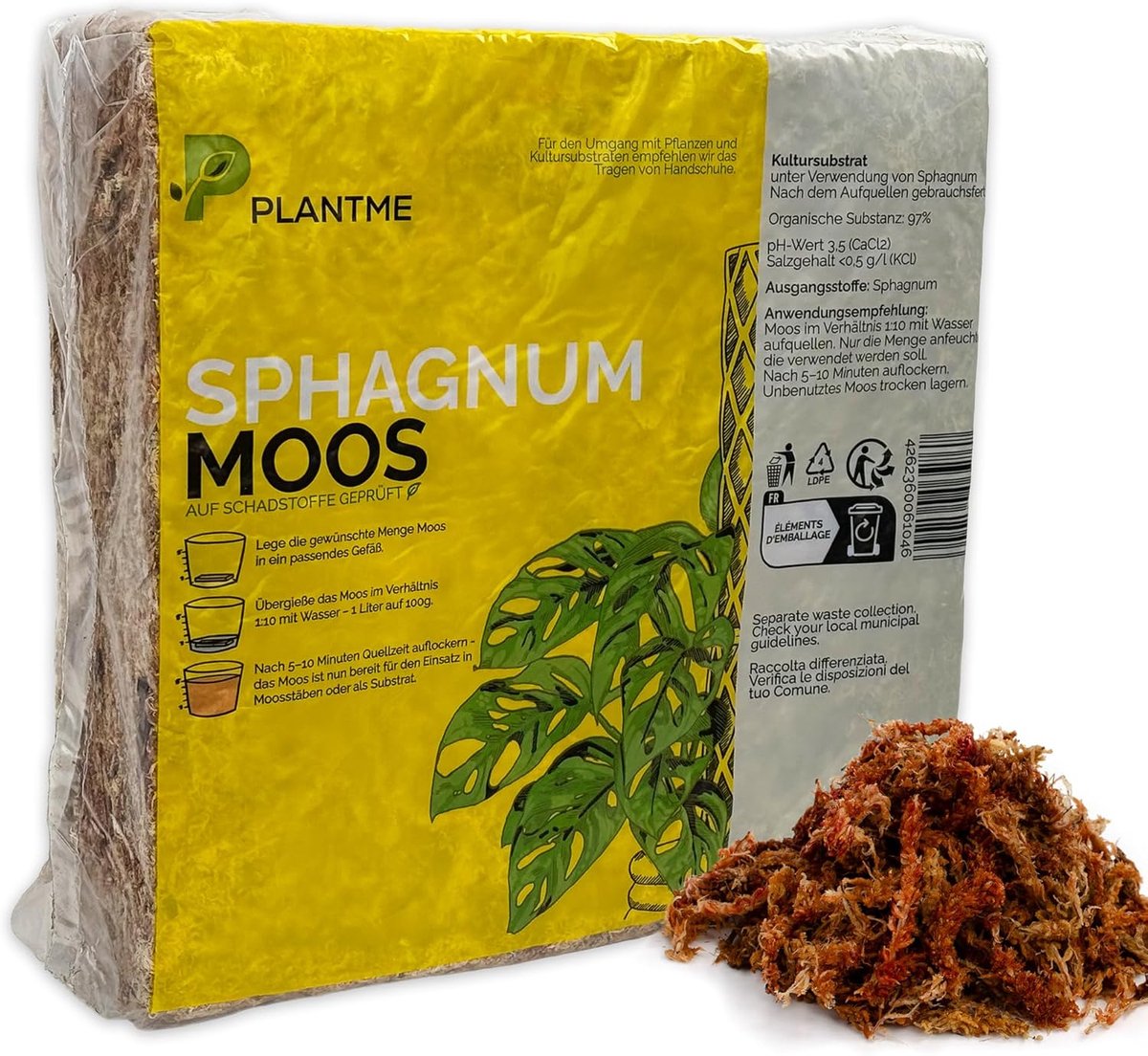 SnelShoppen - Sphagnum mos voor binnenplanten en tendril grid, 10 l (1000 g) hoogwaardig mos, veelzijdig gebruik voor mosstokken en potgrond