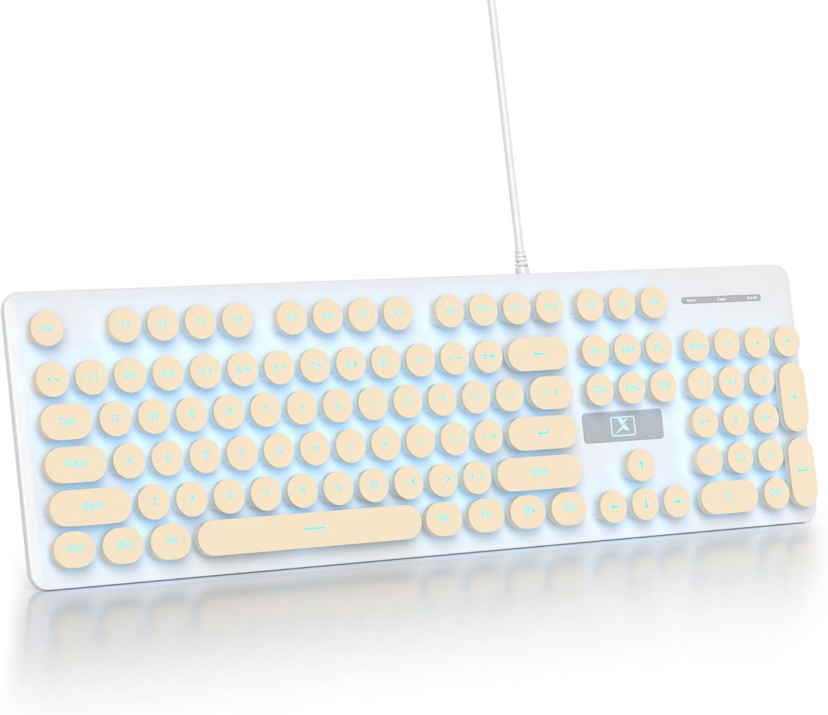 SnelShoppen - Typewriter Style Bedrade Toetsenbord met 104 Toetsen, Membrane, LED Achtergrondverlichting, QWERTY Indeling, Ronde Toetsen voor Computer