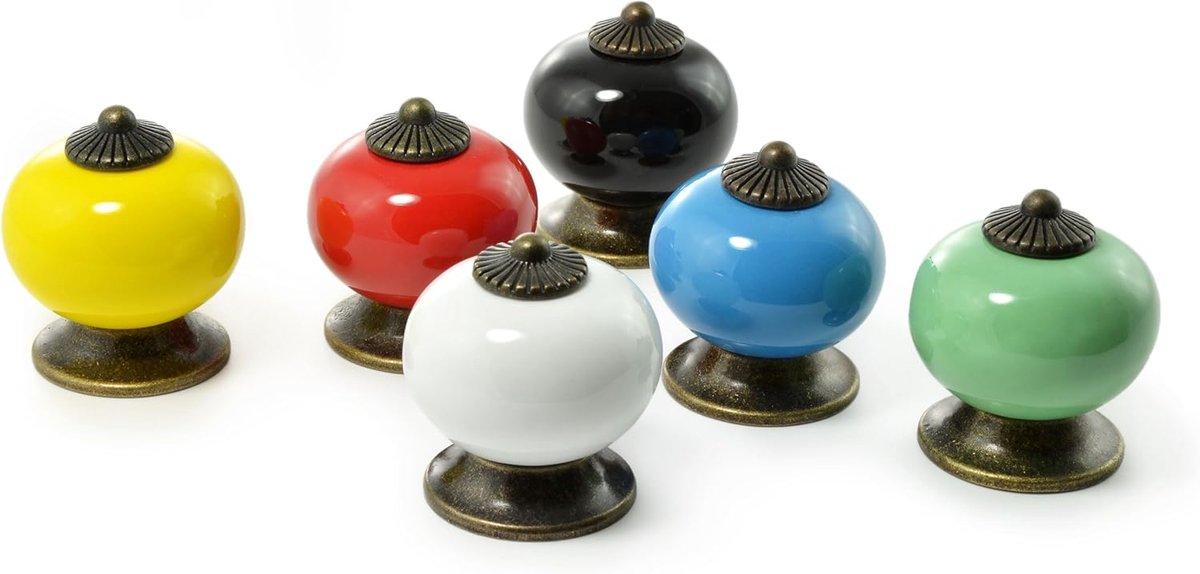 SnelShoppen - Vintage Porseleinen Meubelknoopset - 4 Stuks - Antieke Witte Deurklinken en 