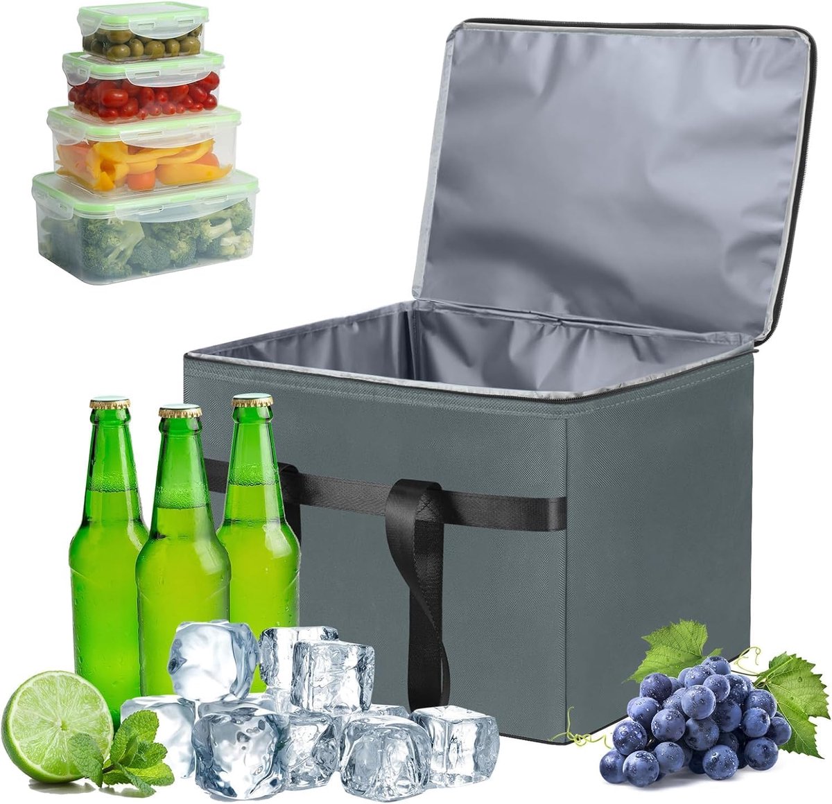 Thijox - Grote 38L Opvouwbare Koeltas - Thermotas, Boodschappentas, Picknicktas, Outdoor Reizen, Robuust 600D Oxford, Waterdicht, Houdt 20 kg, Ideaal