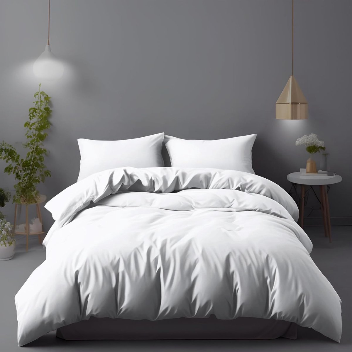 SnelShoppen - Luxe Witte Dekbedovertrek Set 200x200cm - 100 GSM Microfiber - Hypoallergene Dekbedovertrek met 2 Kussenslopen 80x80cm - Comfortabel en