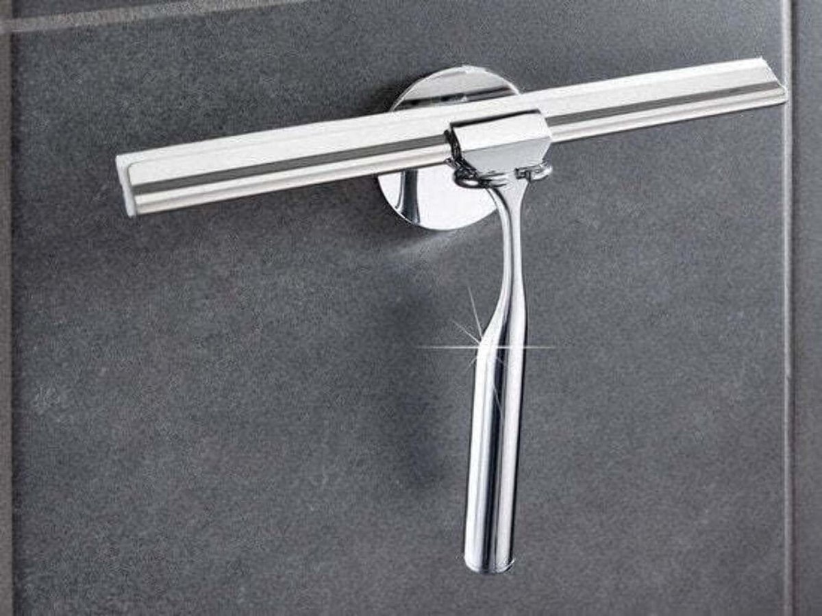 SnelShoppen - Ruitenwisser Douche & Bad 24CM - RVS Wiper met Houder - Vloerwisser en Trekker voor Badkamer - Roestvrij Staal - Ideaal voor Thuisgebrui