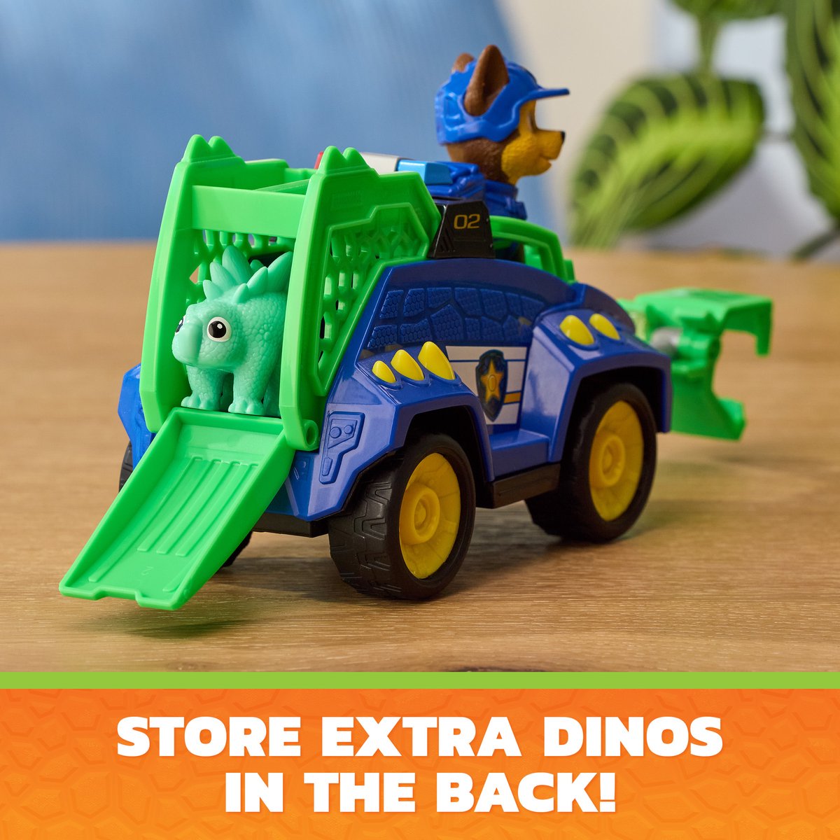 PAW Patrol- De Dino Film - Chase's Dino Rescue Cruiser Voertuig - Met klauw met veermechanisme en 2 actiefiguren — cadeau in Spellen & Speelgoed - foto 8