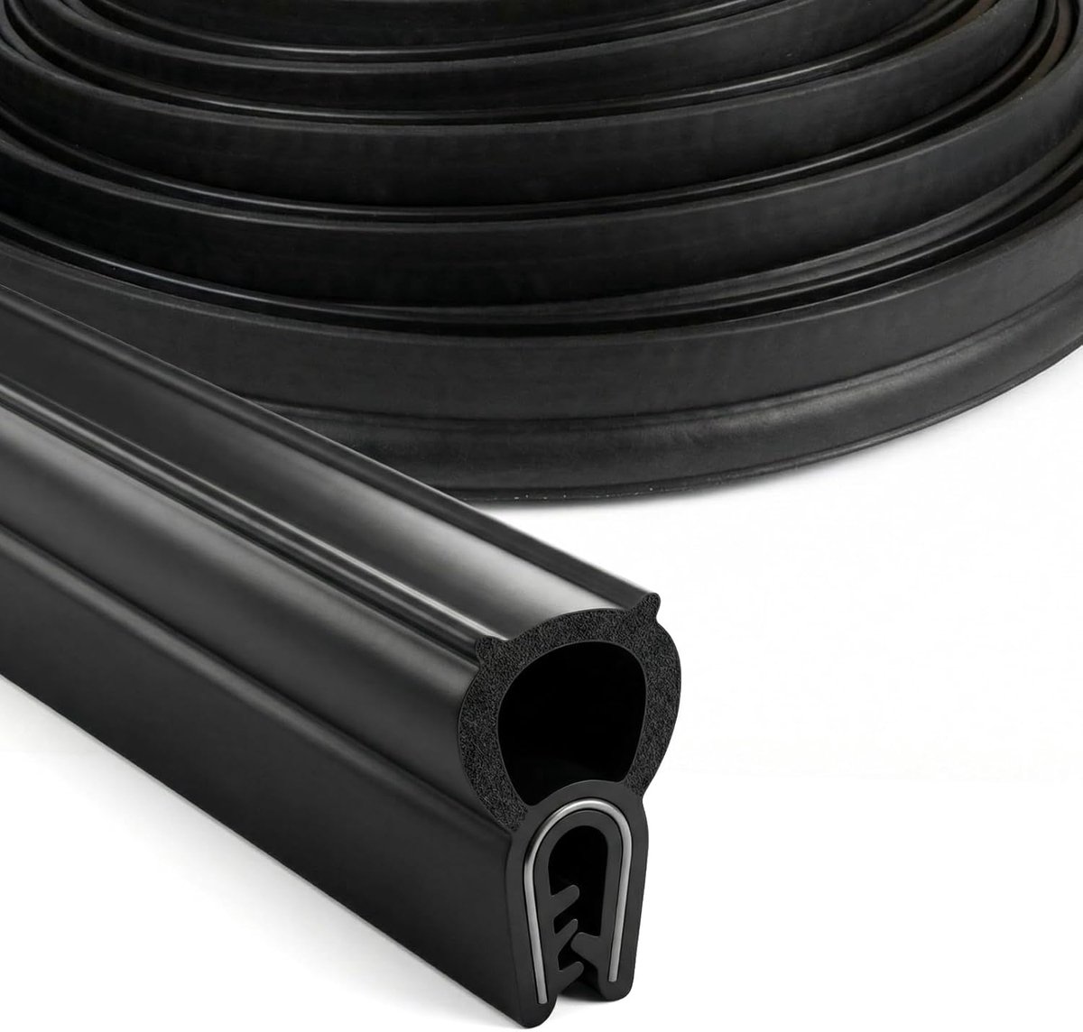 SnelShoppen - Universele Deurafdichting 6 m EPDM Rubber Profiel Zwart Zonder Lijm Voor Auto's, Caravans, Vrachtwagens, Boten, Garages