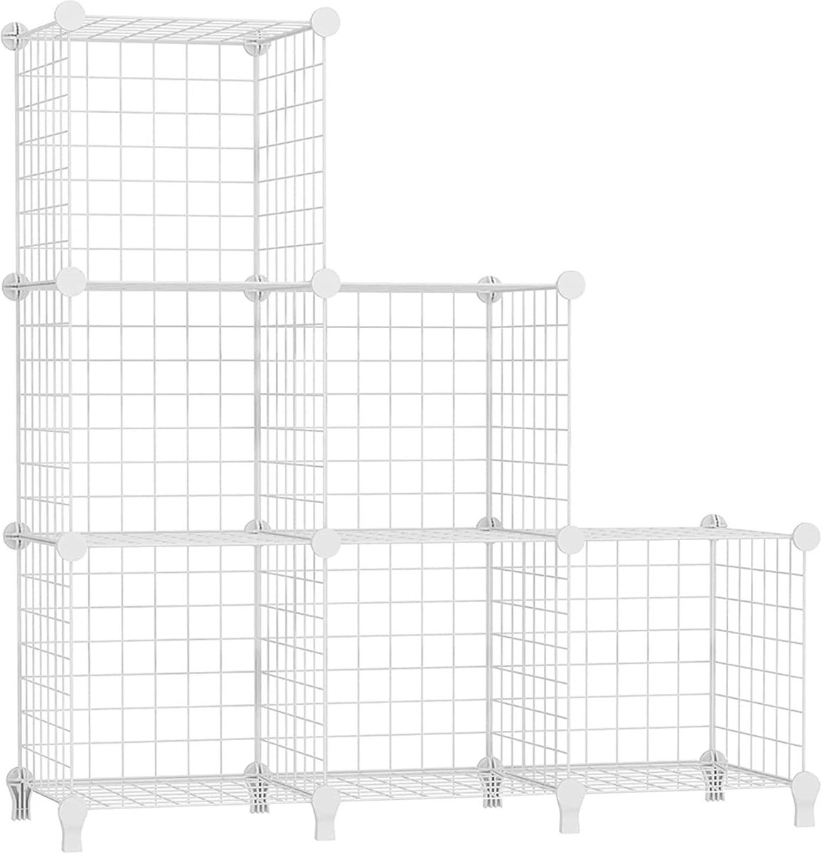 SnelShoppen - Cube Storage Unit, 6 Cube Wire Storage Shelves, Multifunctionele DIY Boekenkasten, Wit, Perfect voor Kantoor, Woonkamer, Keuken en Badka