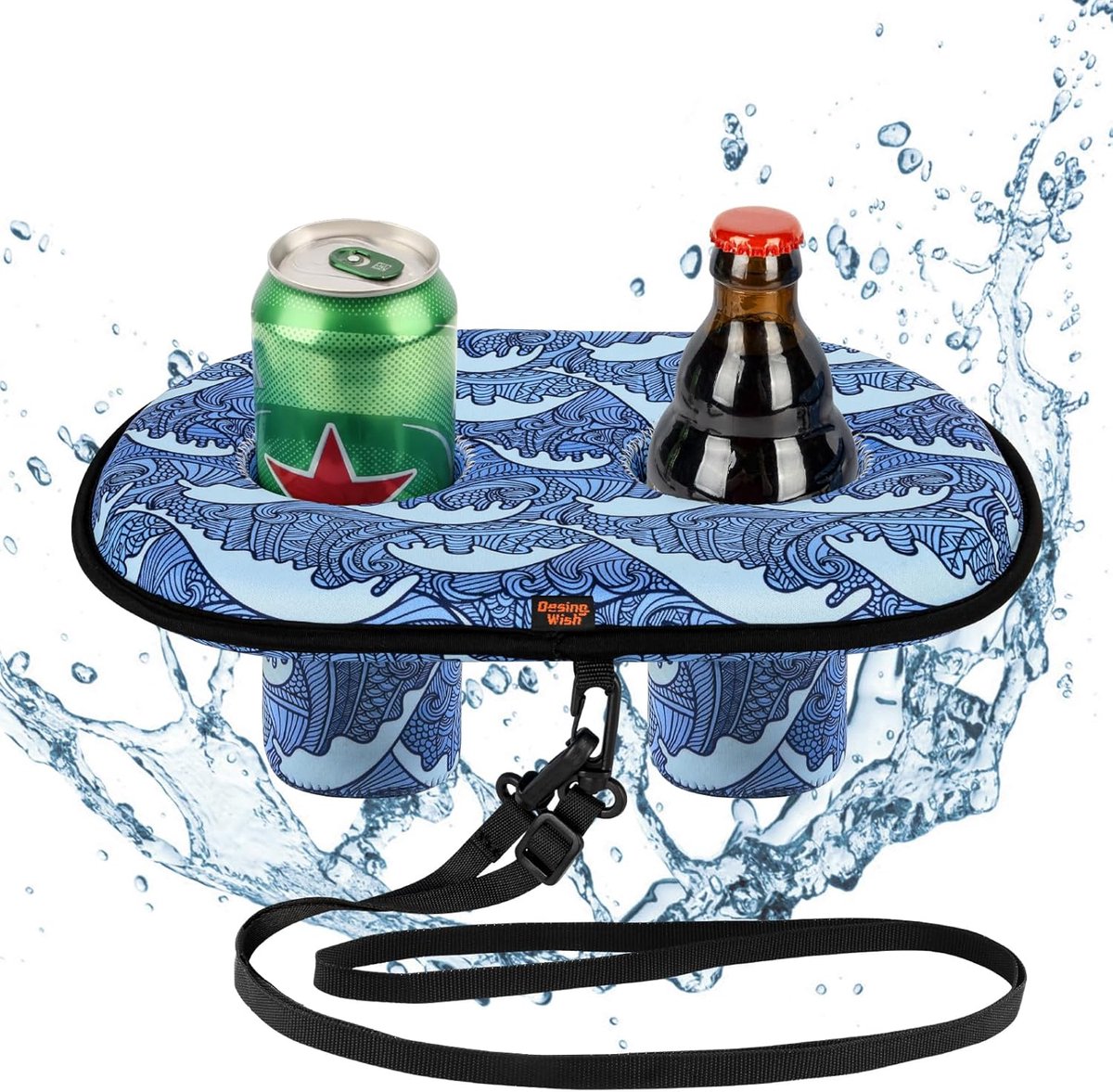 Drijvende Drankhouder - Zwemband Houder - Dranken Koelen - Neopreen Materiaal - Voor 2 Flessen - Zeegolf