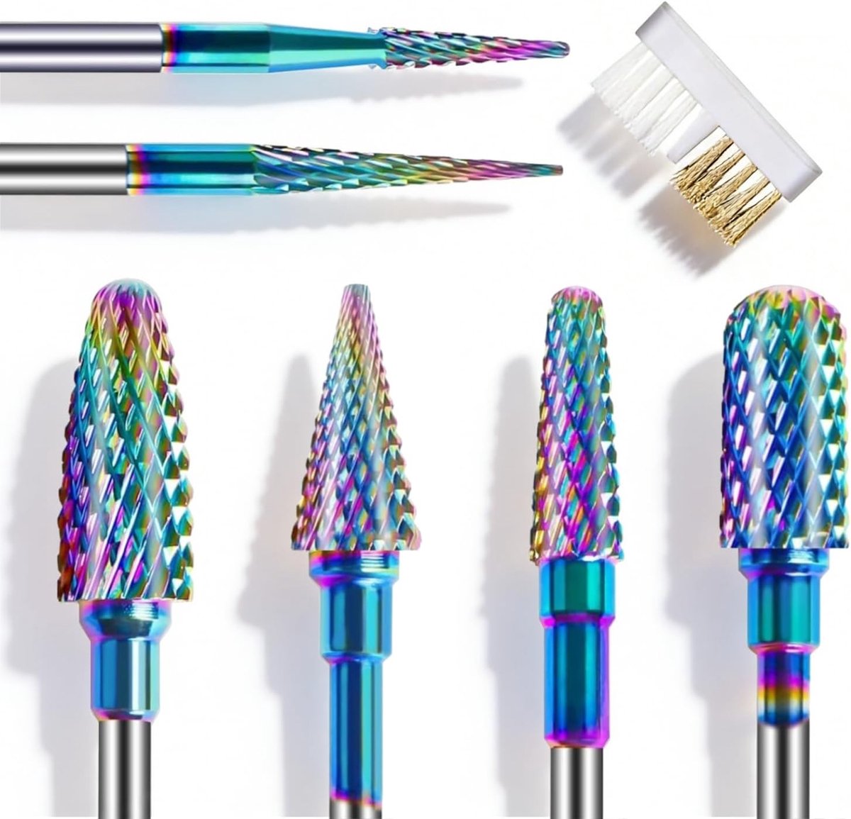 SnelShoppen - 6-delige Nail Milling Bit Set met Reinigingsborstel, Professionele Tungsten Carbide Bits voor Nagelverzorging, Cuticle File en Nagel Cut