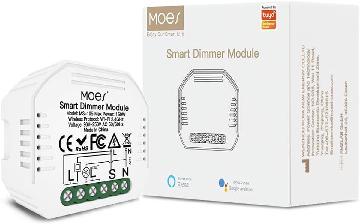 SnelShoppen - WiFi Dimmer Tuya, Slimme Verlichting, Flush-Montage, Dimbare Lampen, Smartphone Bediening, Slimme Scènes, Automatisering, Thuis, Kantoor