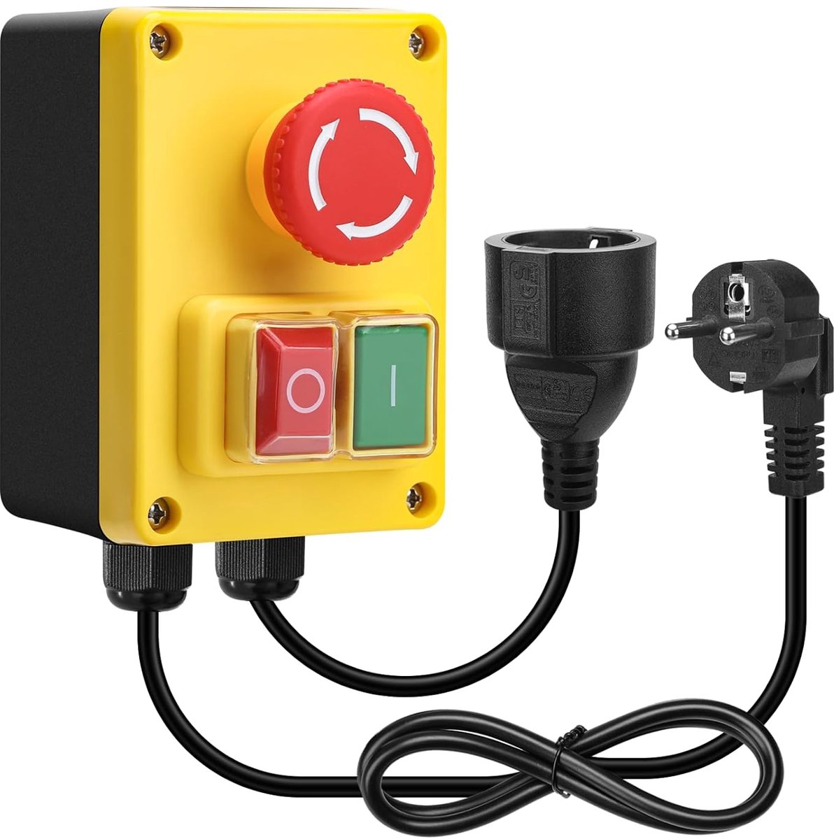 SnelShoppen - 220V Enkele Fase Aan/Uit Schakelaar met Grote Rode Noodstopknop voor Veiligheid bij Frezen en Elektrische Apparaten