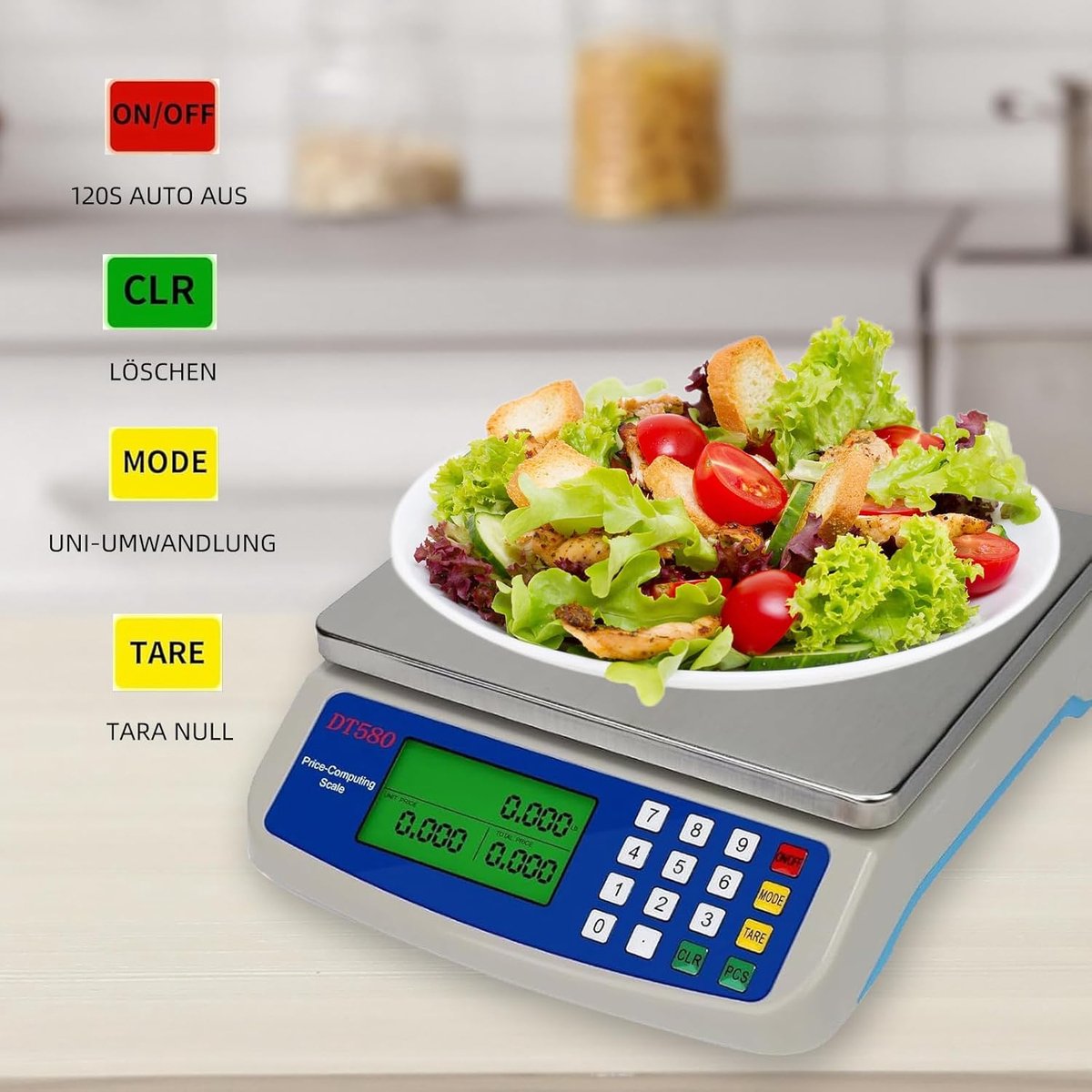 SnelShoppen - Digitale Keukenweegschaal 30kg RVS met LCD Scherm, Tare Functie, PCS Teller en 3 Eenheden Conversie - Perfect voor Fruit, Suiker en Meel