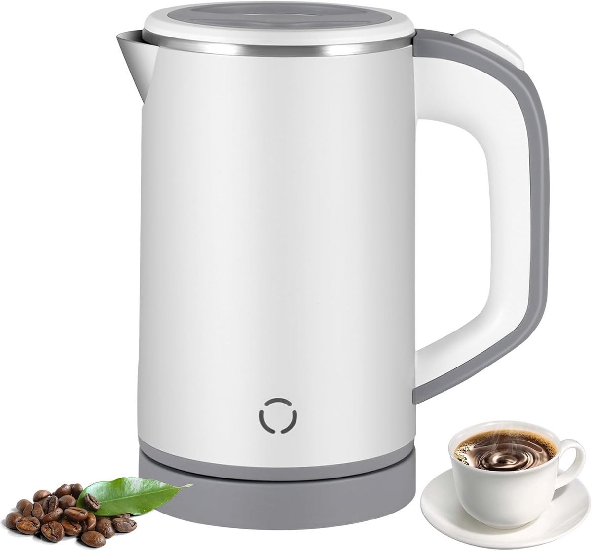 Thijox - Kleine elektrische waterkoker 800 ml - Compacte reiswaterkoker met 600 W - Snel koken in 5 minuten - Mini-waterkoker van staal - Automatische