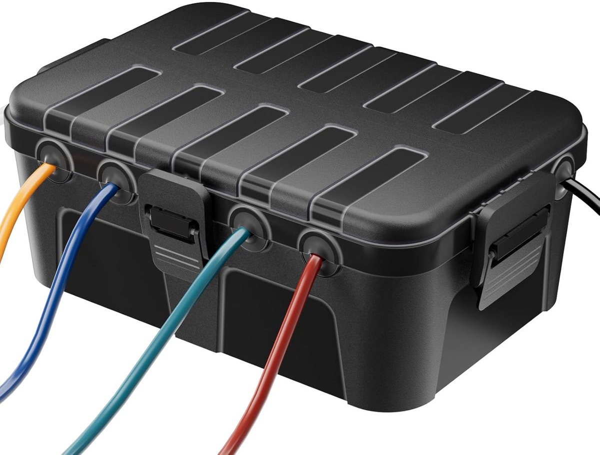 SnelShoppen - Extra Large Power Strip, Waterdichte Stekkerdoos voor Buiten, 6 Stopcontacten, 32x22x13cm, IP54, Voor Tuin, Camping, Feest en Elektrisch