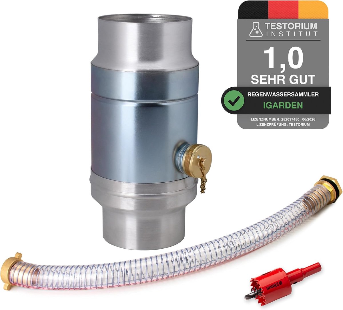 SnelShoppen - 100 mm Regenwater Collector met 45 cm Tube en Afvoerpijp Aansluiting, Gegalvaniseerd Staal en Aluminium, Dubbelwandige Constructie voor