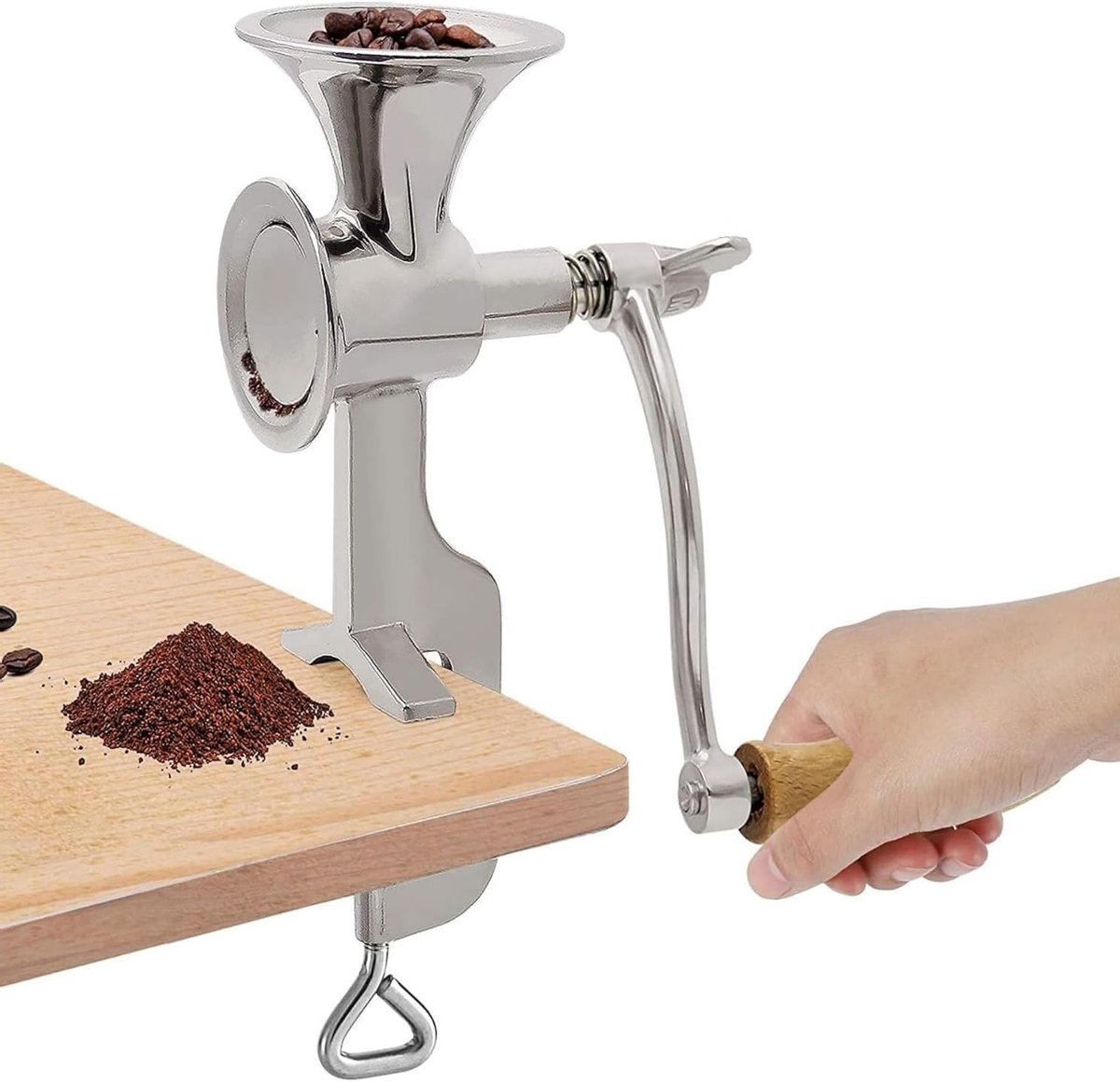Handmatige koffiemolen van roestvrij staal, graanmolen voor koffie, granen en havermout, 24x7.3cm, ideaal voor versgemalen koffie en kruiden.