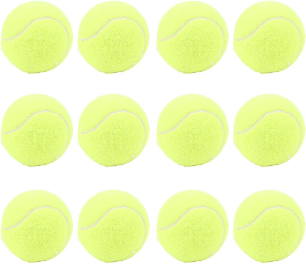 SnelShoppen - Tennisballen 12 Stuks, Rubber Training Tennisballen, Honden Speelgoed, Beginners Tennis, Voor Tennislessen & Wandelen