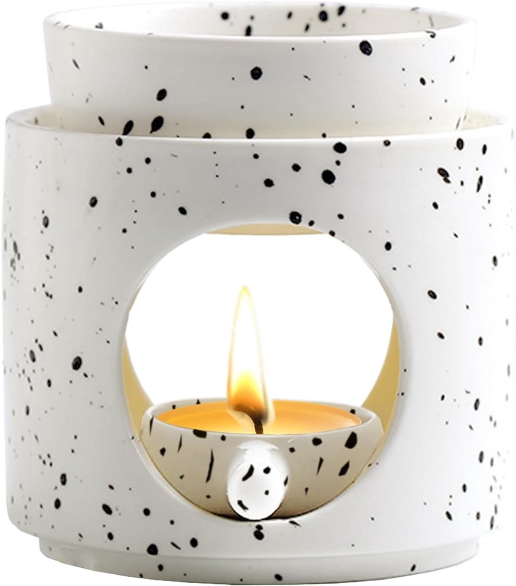 SnelShoppen - Fragrance Lamp Geurkaarsen, Theelicht, Essentiële Olie Geur Lamp, Keramische Aroma Lamp, Kaarsenwarmer, Sfeerlicht, Diffuser, Met Verwij