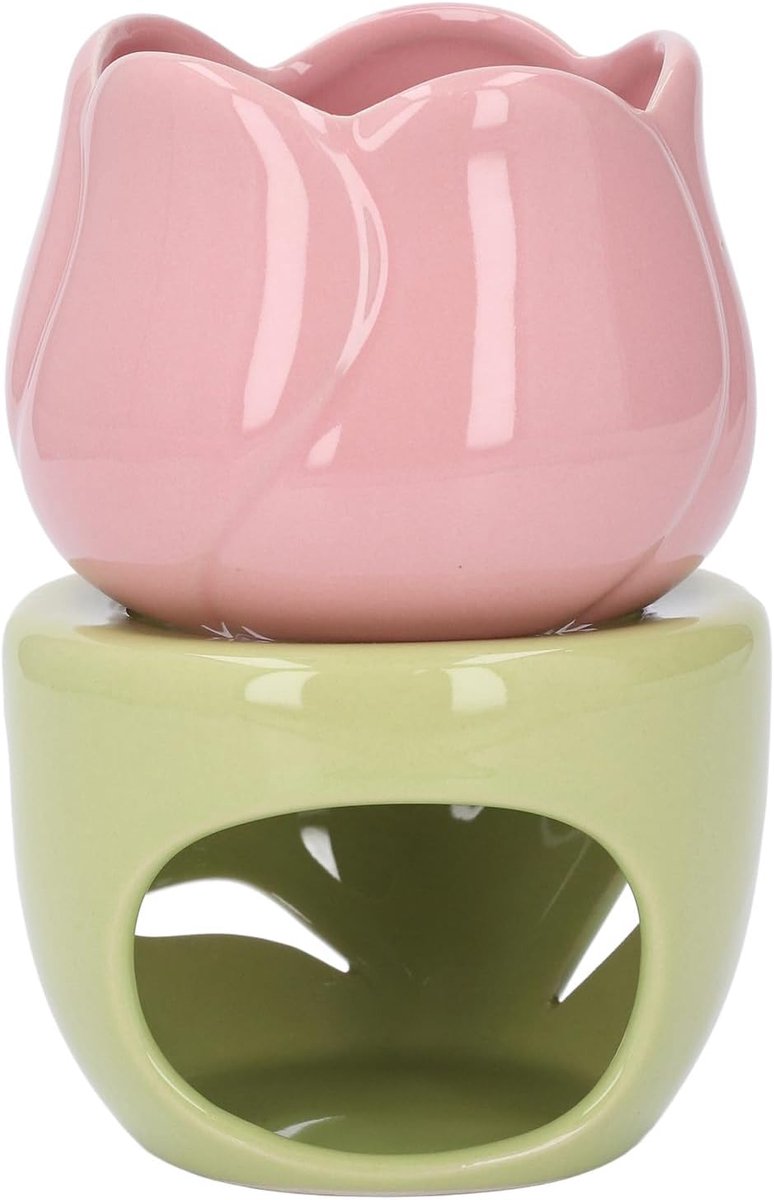 SnelShoppen - Essentiële Olie Geurkaarsen Houder - Keramische Wax Melt Burner - Aroma Diffuser met Bloemvorm - Decoratie voor Woonkamer, Keuken en Sla