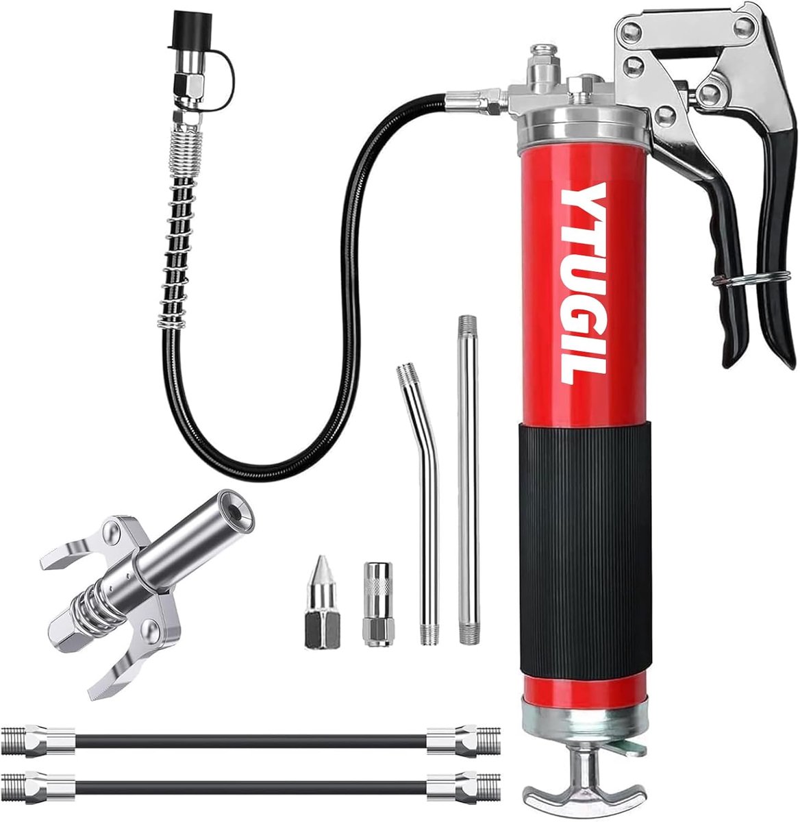 SnelShoppen - Heavy Duty Grease Gun 8000 PSI met Flexibele Slang en Metaal - Handmatige Vetspuit voor Auto- en Machineonderhoud - 400cc Vetcartridge C