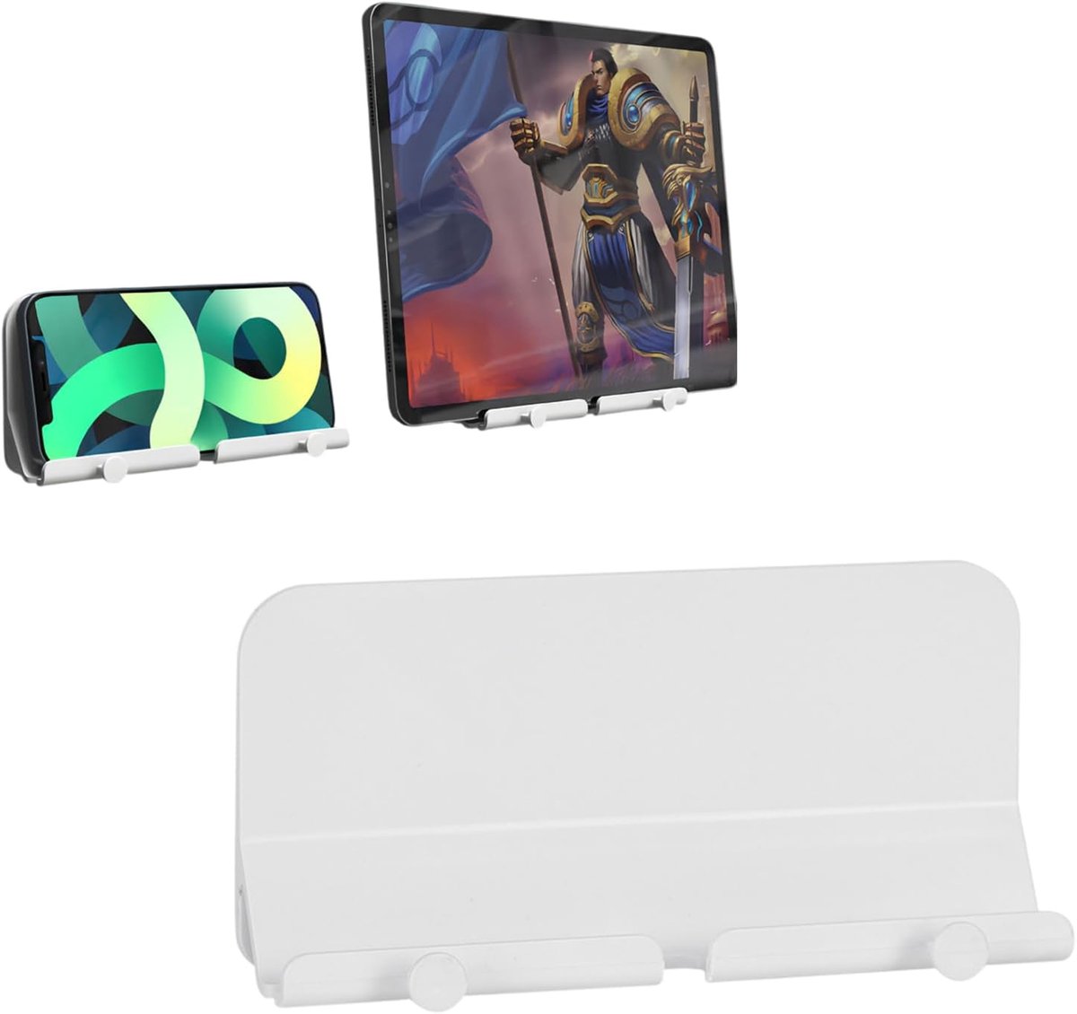 SnelShoppen - Mobiele Telefoon Wandhouder Oplaadhouder, Universele ABS Wandstandaard voor Mobiele Telefoon met Plakband voor Slaapkamer, Woonkamer, Ke
