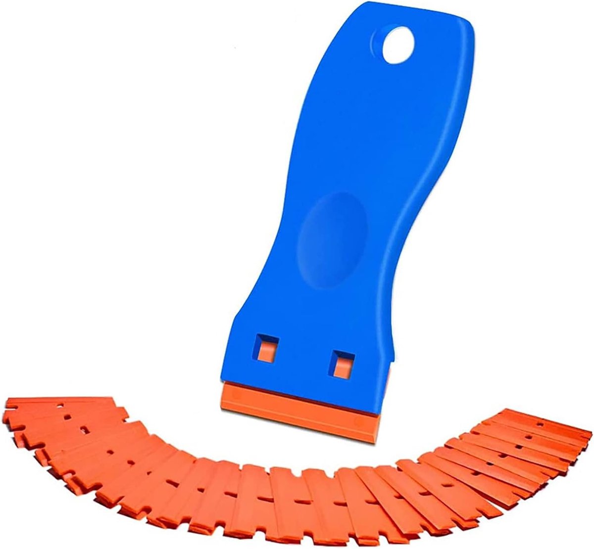 SnelShoppen - Plastic Scraper met 20 Vervangbare Plastic Blades - Spatula voor het Verwijderen van Vinyl Stickers op Glas en Ramen - Adhesieve en Labe