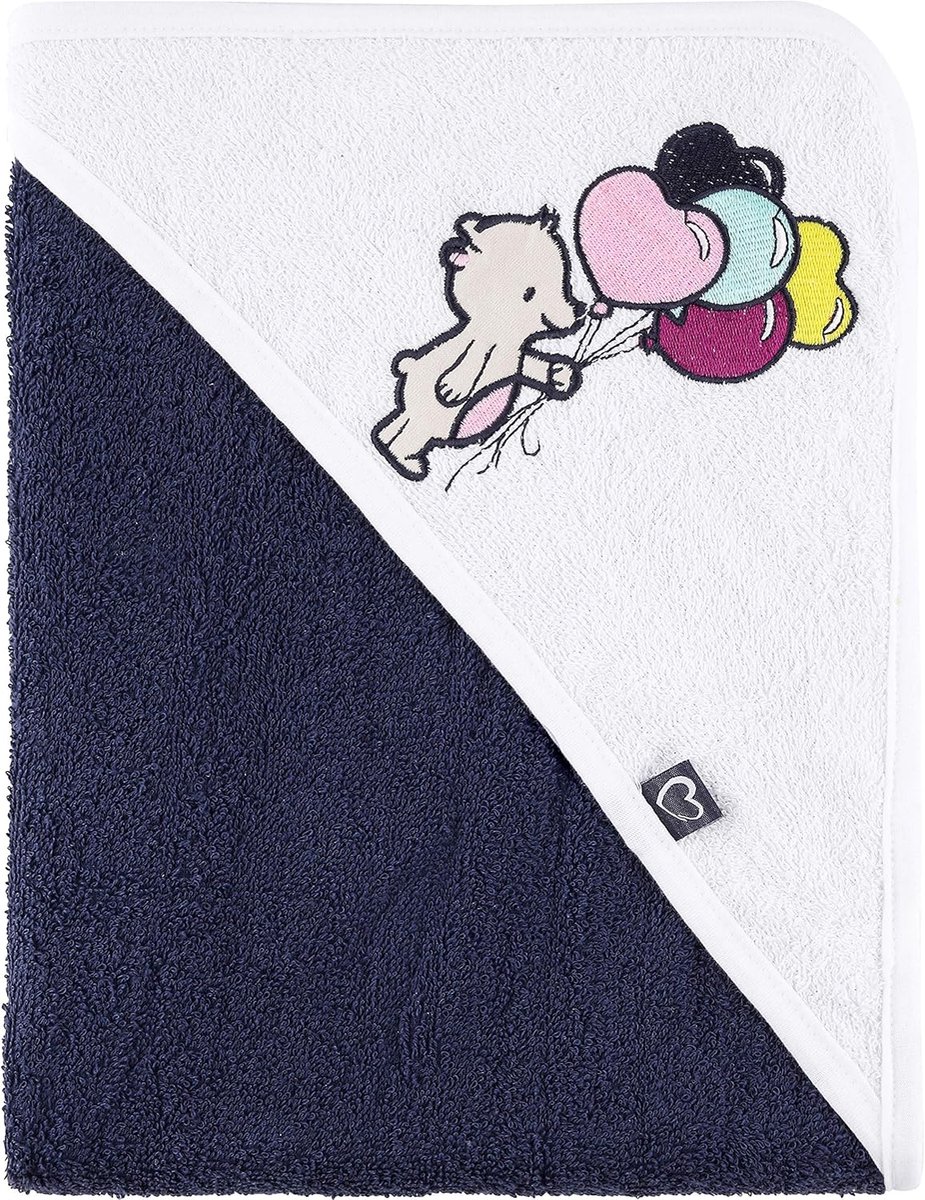 SnelShoppen - Capuchonhanddoek voor baby's, 100x100 cm, 100% katoen, Öko-Tex Standard 100, zachte babyhanddoek in blauw, ideaal voor thuis en na het b