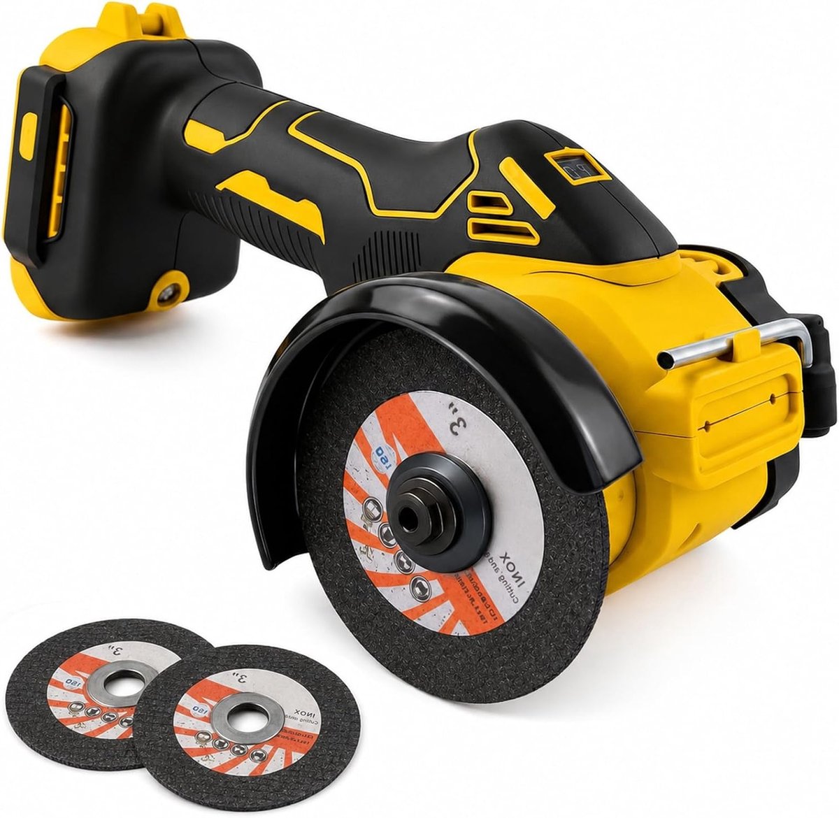 Borstelloze haakse slijper 18V/20V met LED-lamp, 20.000 rpm, inclusief 2 doorslijpschijven, ideaal voor metaal, hout en tegels, draadloos en compact schuurgereedschap