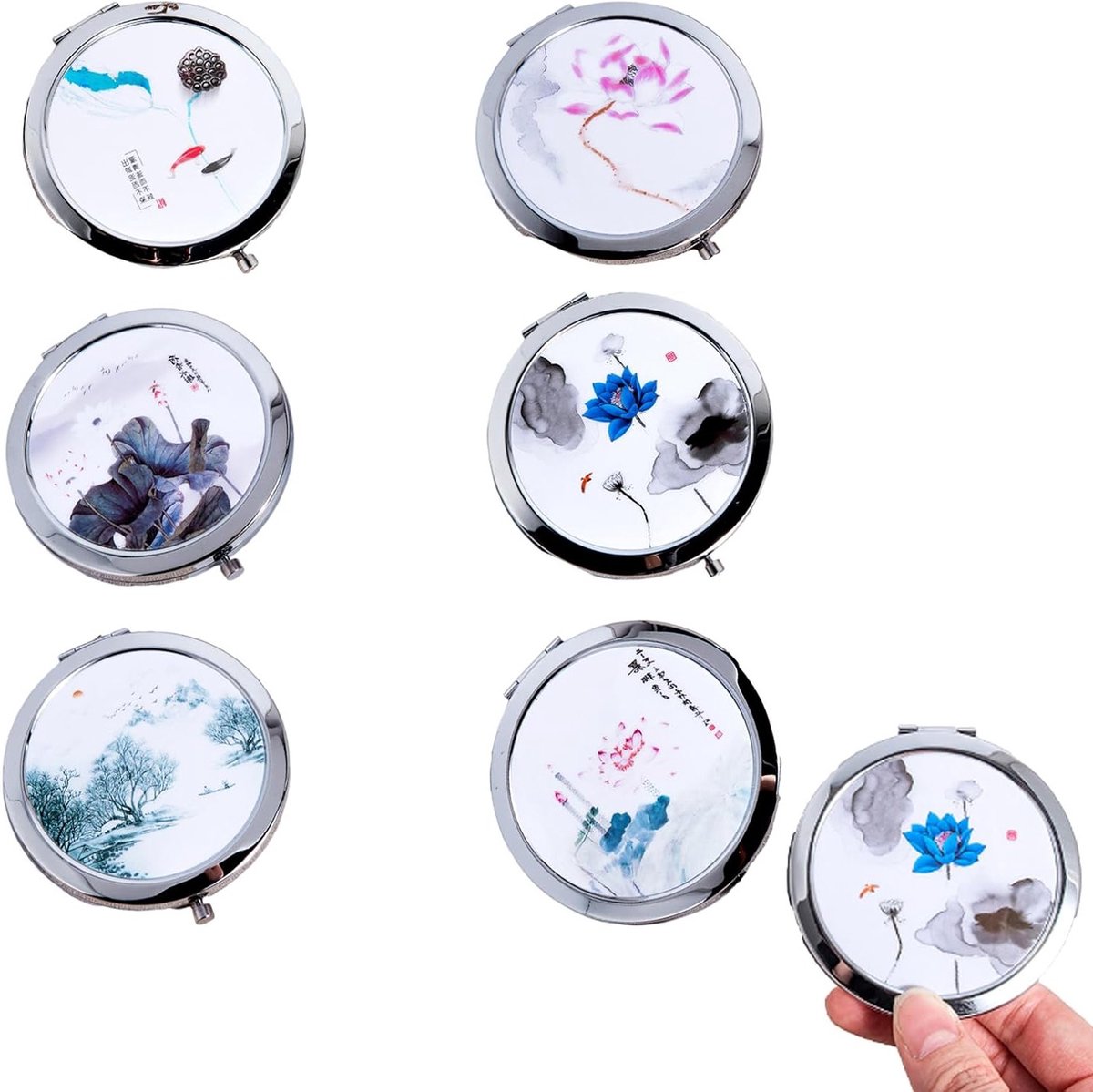 Compacte Ronde Spiegels Set van 6, Ideaal voor Thuis en Reizen, Perfect voor Bruiloften, Verjaardagen en Cadeaus