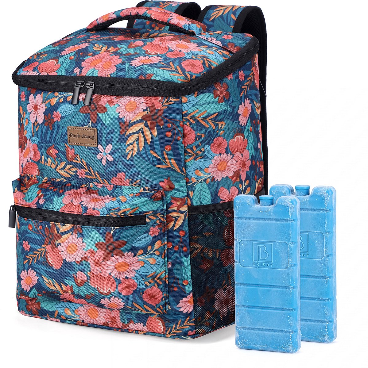Packaway Koeltas Rugzak 25L - Incl. 2 gratis koelelementen - Incl. gratis flessenopener - Waterafstotend - Anti diefstal vak - 4 Laags geïsoleerd - Wild Garden