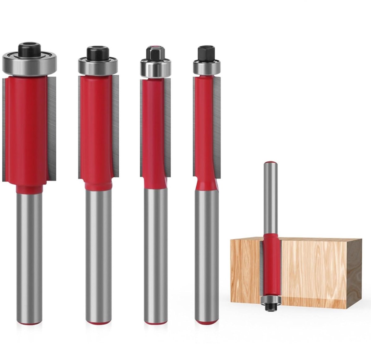 Set van 4 Freesjes voor Houtbewerking, Metaalbewerking en Creatief Snijden met 6 mm Shank