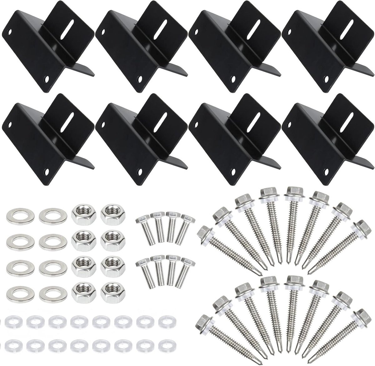 2 Stuks Z-Shape Zonnepaneel Beugels van 10 cm, Zonnepaneel Montagebeugels voor Plat Dak en Balkon, Compleet Schroefset voor PV Module Assemblage en Installatie