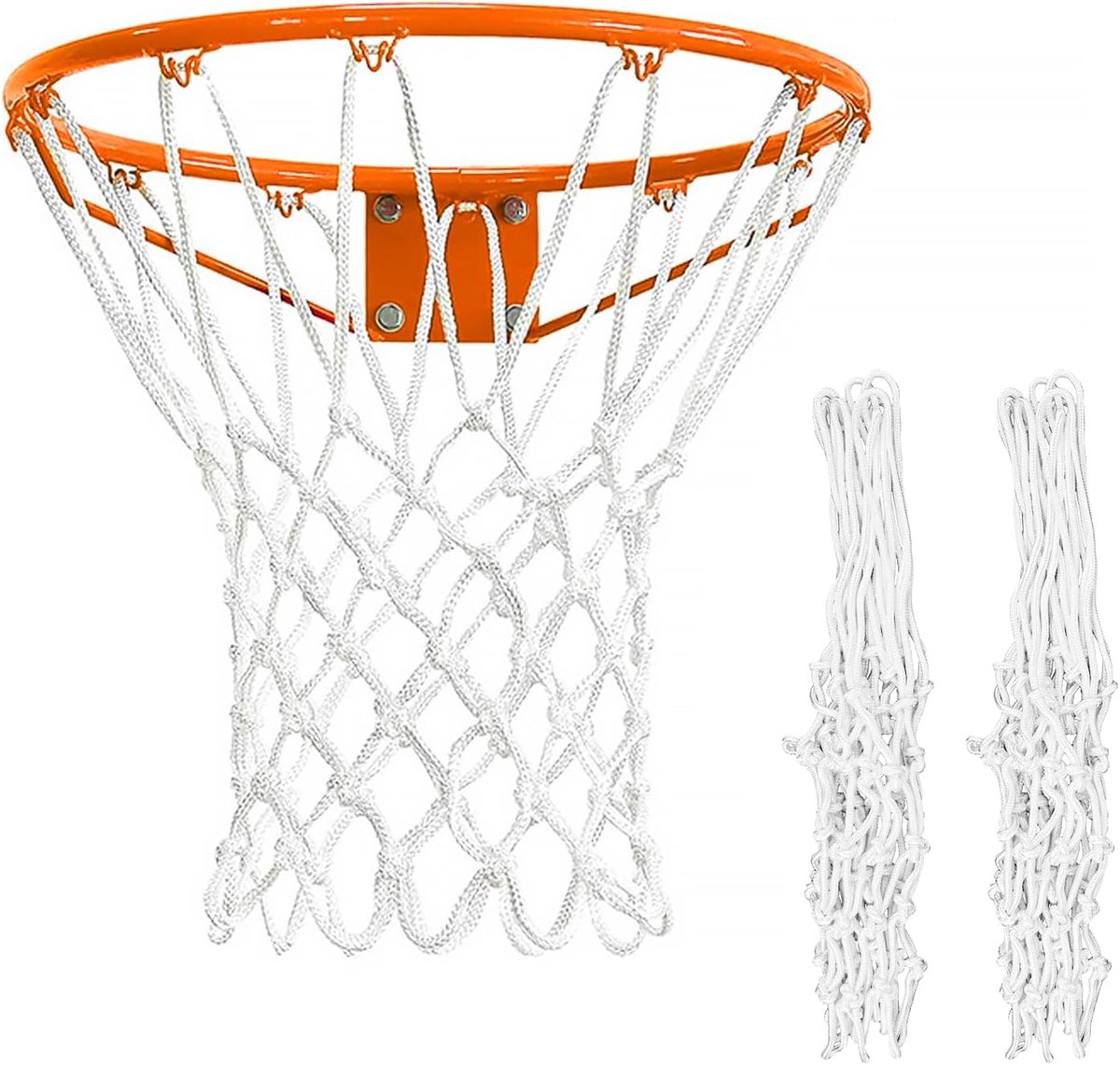 SnelShoppen - 2 Pack Basketball Net - Vervangingsnet voor Standaard 12 Loop Basketball Net - Hoogwaardige Nylon - Geschikt voor Binnen- en Buitenbaske