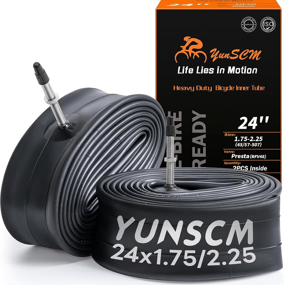 SnelShoppen - 2x Heavy Duty 24 Inch Fiets Binnenband 45/57-507 24X1.75 24X1.95 24X2.0 24X2.10 24X2.125 24X2.25 FV48mm Ventiel - Geschikt voor Diverse