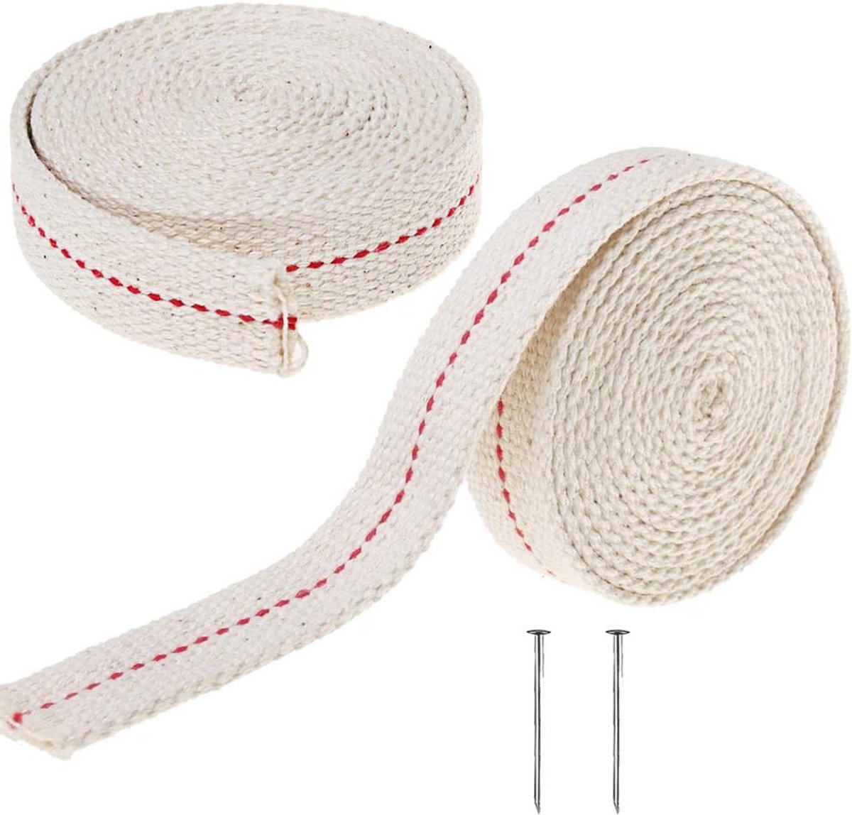 SnelShoppen - 2 Rollen Olielamp Pitten, Vervangingspitten voor Olielampen 200cm, Wit Katoen, Stabiele Verbranding, Geschikt voor Camping, Tuin en Fees
