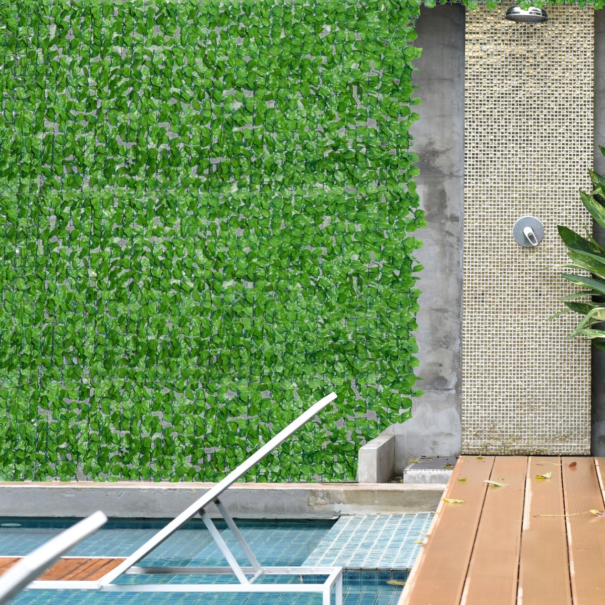 COVREO Kunsthaag 300x100 cm - lichtgroen kunststof privacyscherm voor balkon of schutting