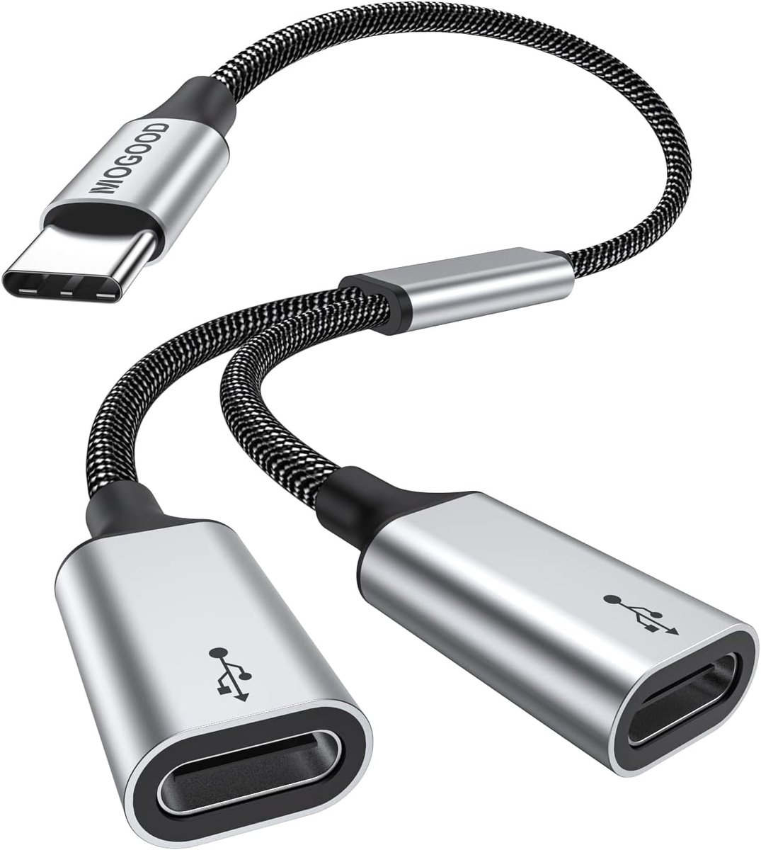 SnelShoppen - USB C Y Splitter Kabel - USB C Male naar 2 Female Adapter - Type C Dual Port Hub voor Laptop - Niet voor Monitor of Apple Watch