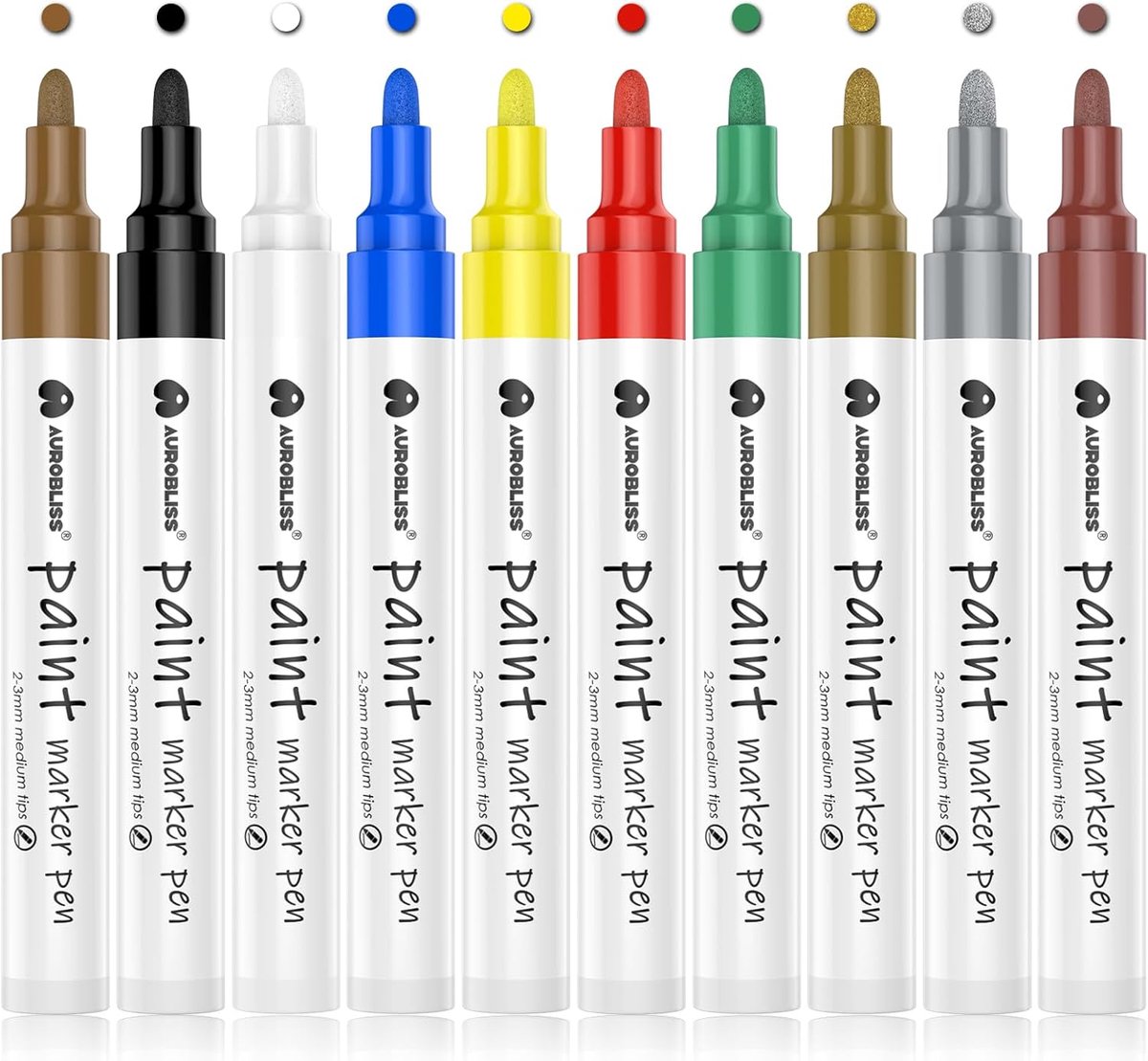 SnelShoppen - Paint Pens Permanent Markers - 10 Multicolore Waterproof Oil Based Markers - Bullet Tip Medium 2-3mm - Voor Metalen, Plastic, Glas, Hout