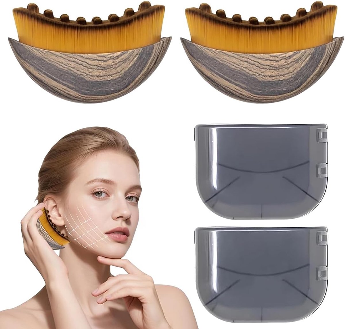 SnelShoppen - 2pcs Lymfatische Borstels Gezicht, Lymfatische Drainage Massage borstel, Zachte Gezichtsreiniging en Vermoeidheidsverlichting, Ideaal vo