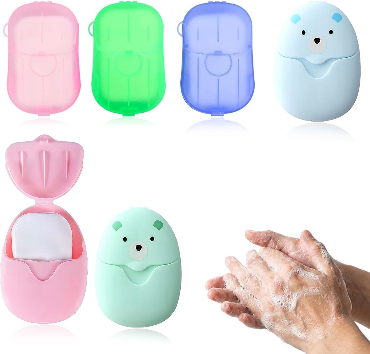 SnelShoppen - 6 Verpakkingen Zeepblaadjes - Draagbaar Zeeppapier voor Reizen en Kamperen - Mini-Zeeppapier in 3 Kleuren - Handwas en Buitenactiviteite