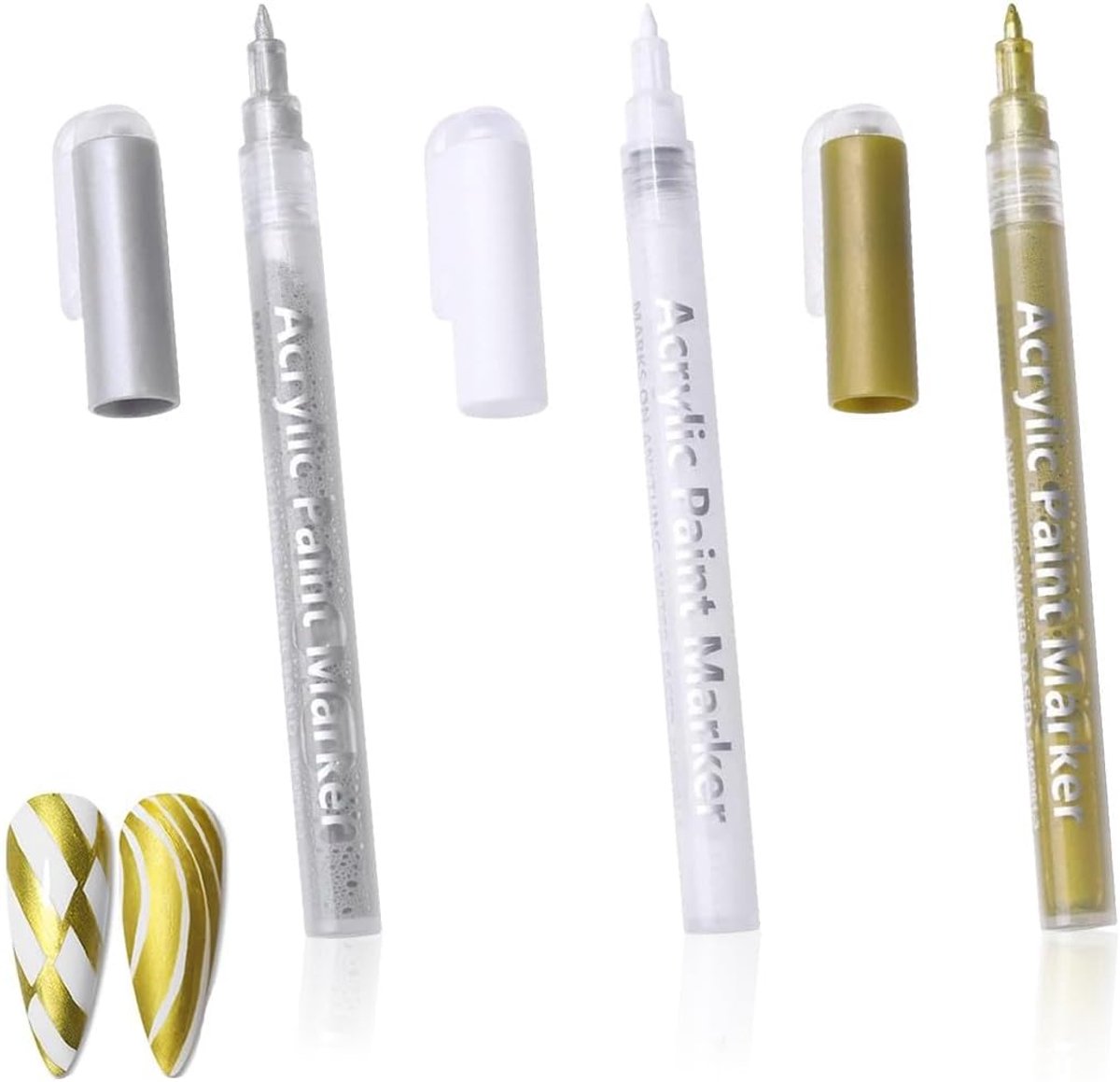 SnelShoppen - Set van 3 3D Pens voor Nail Art, Franse Manicure Potlood, DIY Schilderpen voor Nagels, Hoogwaardige Materialen, Perfect voor Graffiti en