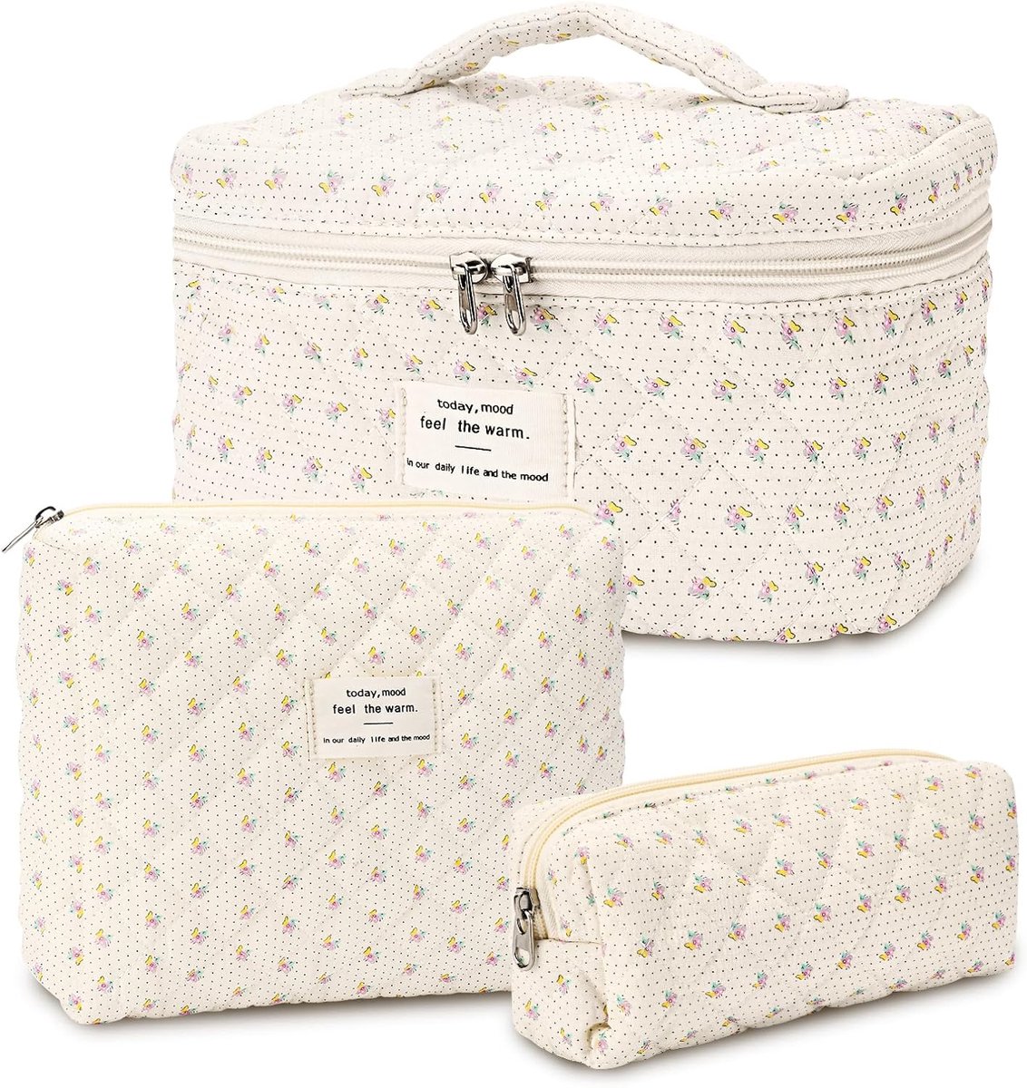 SnelShoppen - 3-delige Make-up Tas Set Toilettas voor Vrouwen - Handige Cosmetica Tas - Grote & Kleine Tassen voor Dagelijkse Gebruik en Reizen - Tren