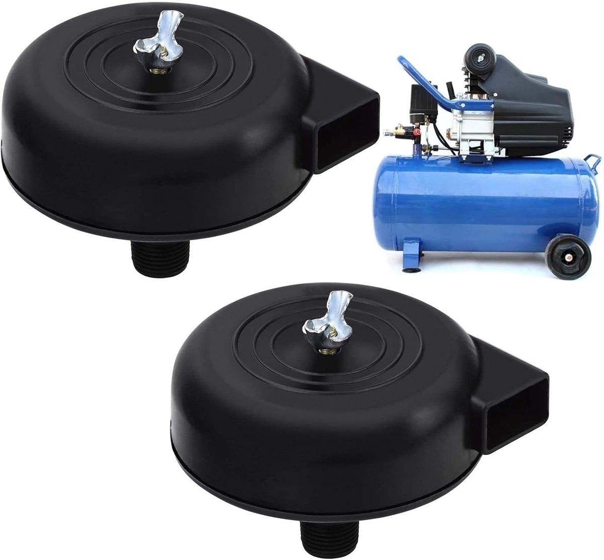SnelShoppen - 2Pcs Compressor Air Filter, Luchtcompressor Geluidsfilter, Inlaatdemper 3/8 PT Suction Filter 16mm, Duurzaam en Eenvoudig te Installeren