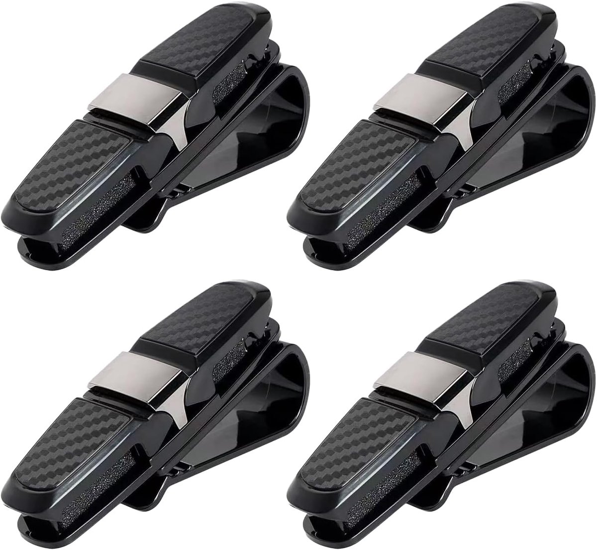 SnelShoppen - 4 Glazenhouders voor Zonnevisser, Zonnebril Clips Auto, Handige Brilhouder voor Auto Zonnevis, Opberghouder voor Zonnebrillen en Kaarten